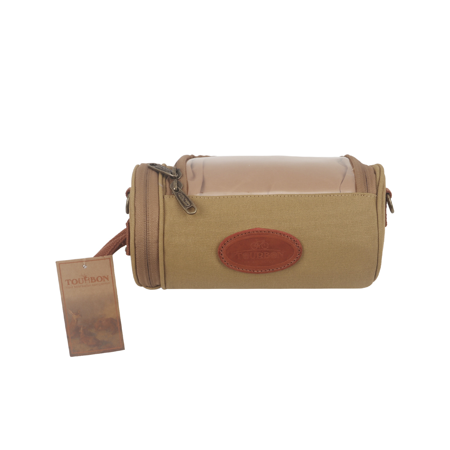 TOURBON Waxed Canvas Retro Bike Canvas Handlebar Bag Bicycle Cycling Case Up to 6.8'' Phone Pouch Holder