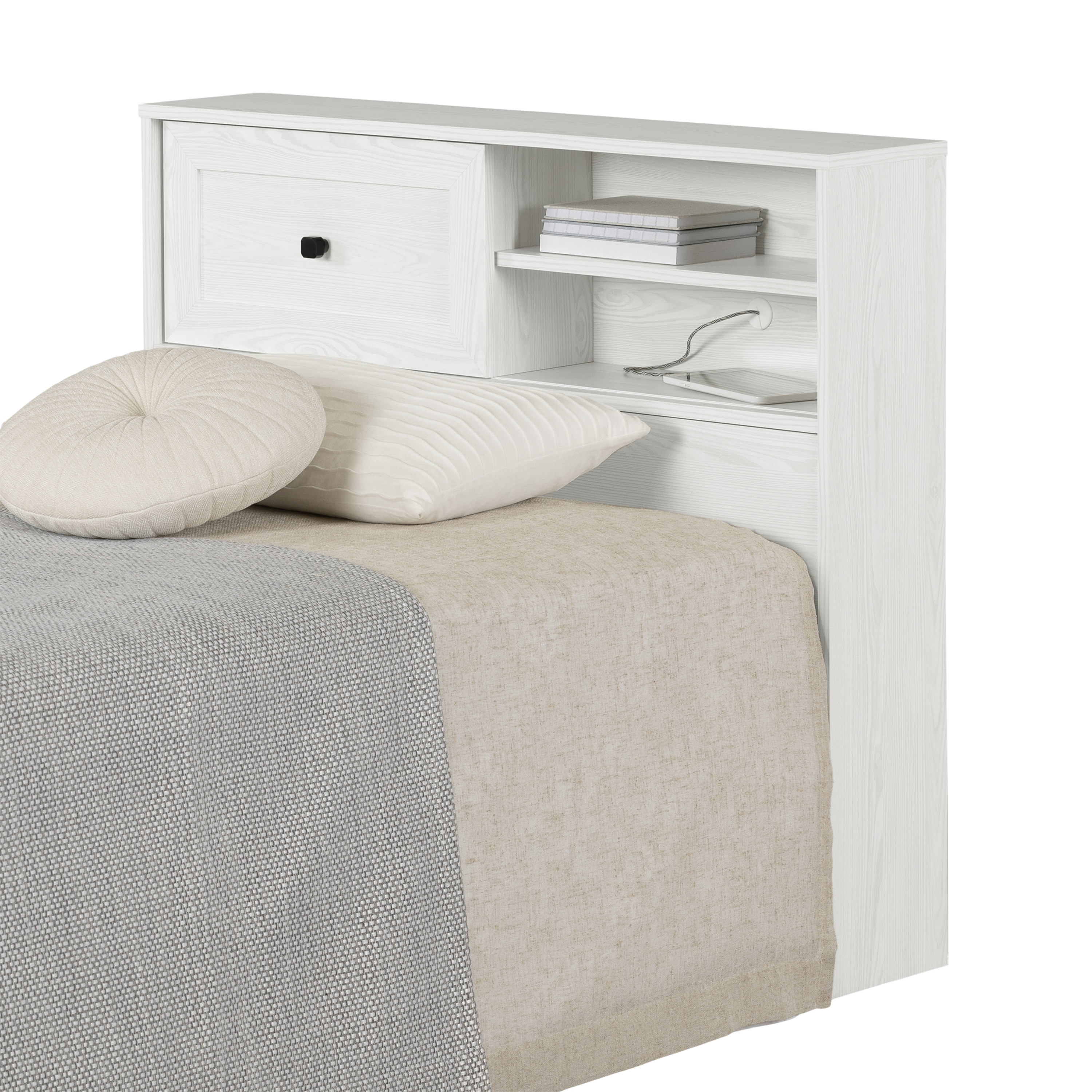 South Shore Hazen, Farmhouse Headboard, Twin White