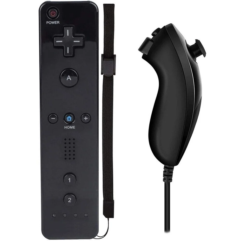2 Pack Remote Wiimote Nunchuck Controller for Nintendo Wii/Wii U Game Console, Black