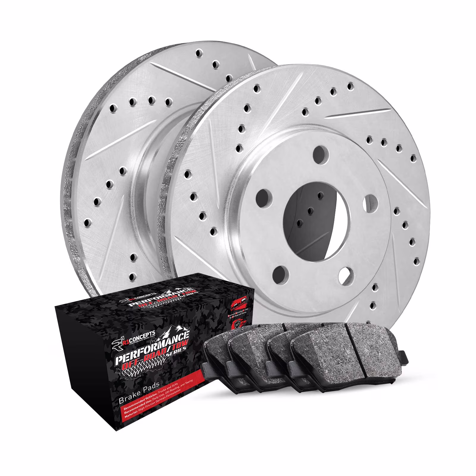R1 Concepts Front Brakes and Rotors Kit |Front Brake Pads| Brake Rotors and Pads| Performance Off-Road Brake Pads and Rotors WGVN1-42021