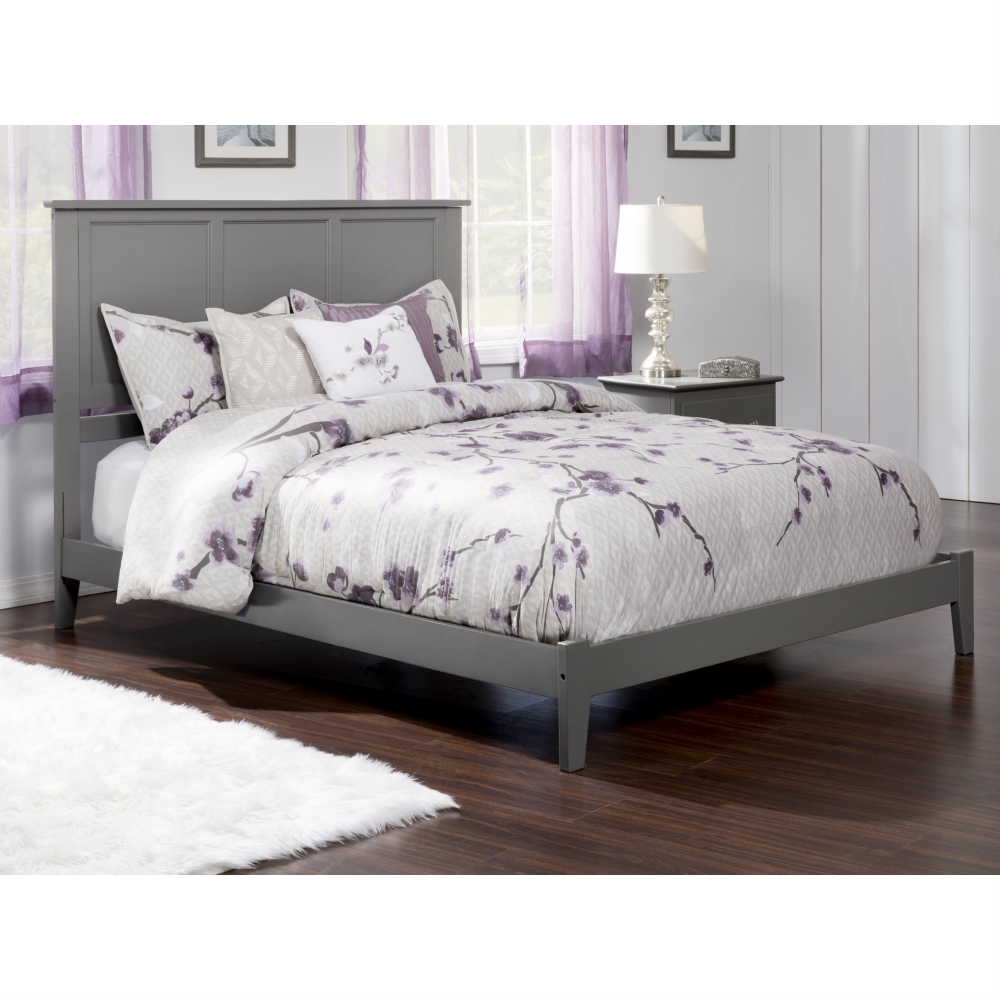 Madison Queen Low Profile Wood Platform Bed in Grey