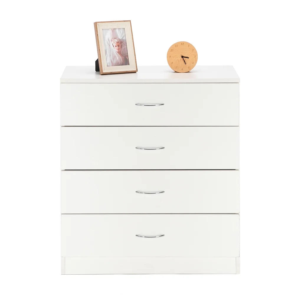 [FCH] Modern Home Furnishings Collection: White MDF Wood 4-Drawer Dresser with Sleek and Simple Design