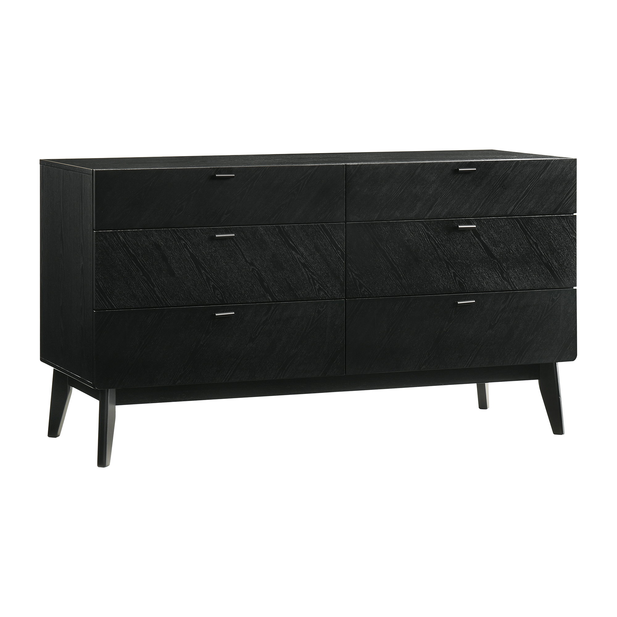 Petra 6 Drawer Wood Dresser in Black Finish