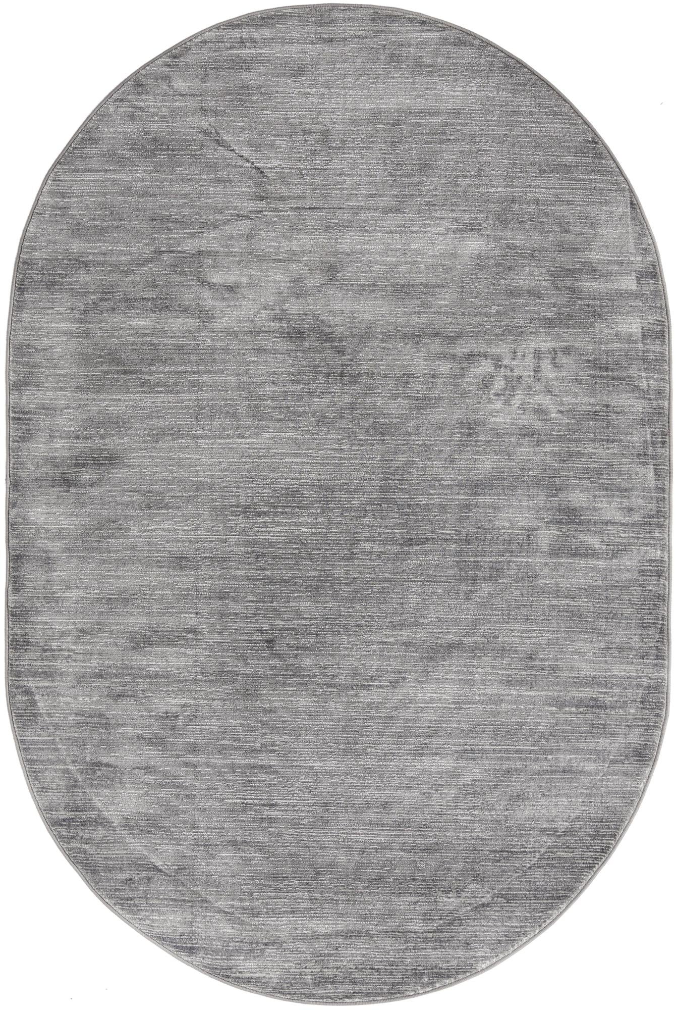 Rugs.com Finsbury Collection Rug – 5' 3 x 8' Oval Gray Medium Rug Perfect For Living Rooms, Large Dining Rooms, Open Floorplans