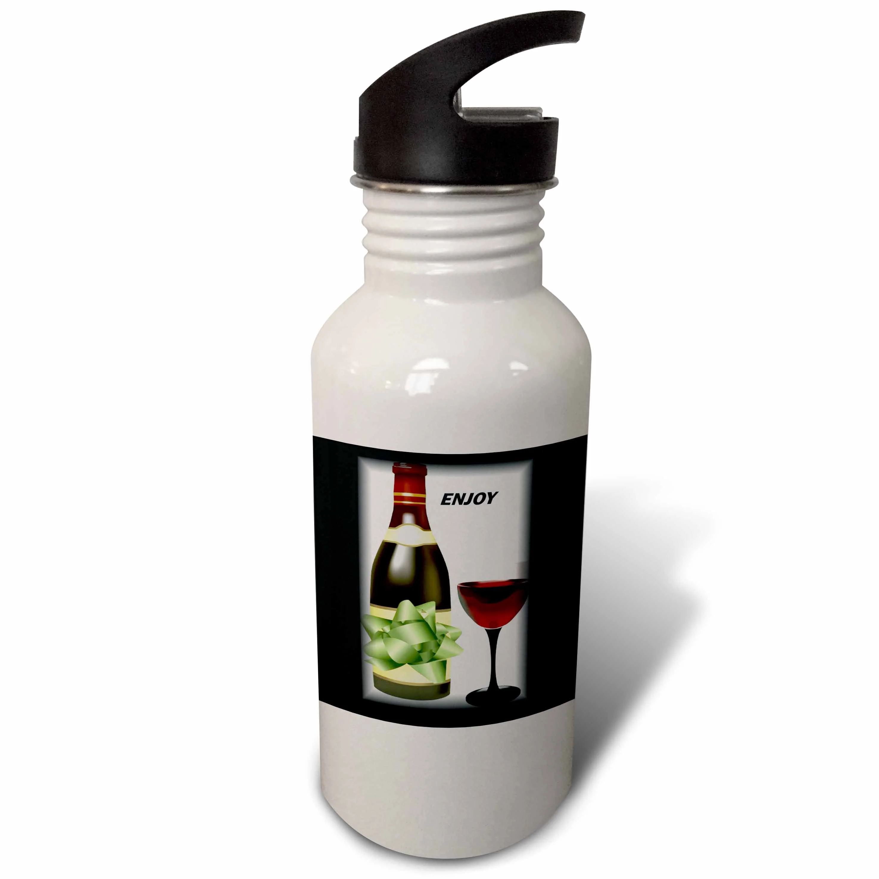 Bottle Of Wine and Glass With Word Enjoy 21 oz Sports Water Bottle wb-39593-1