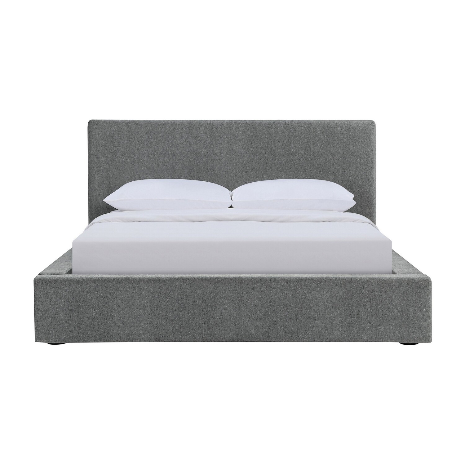Benjara BM302741 Gray & Black Upholstery Minimalist Headboard Jivi California King Size Platform Bed