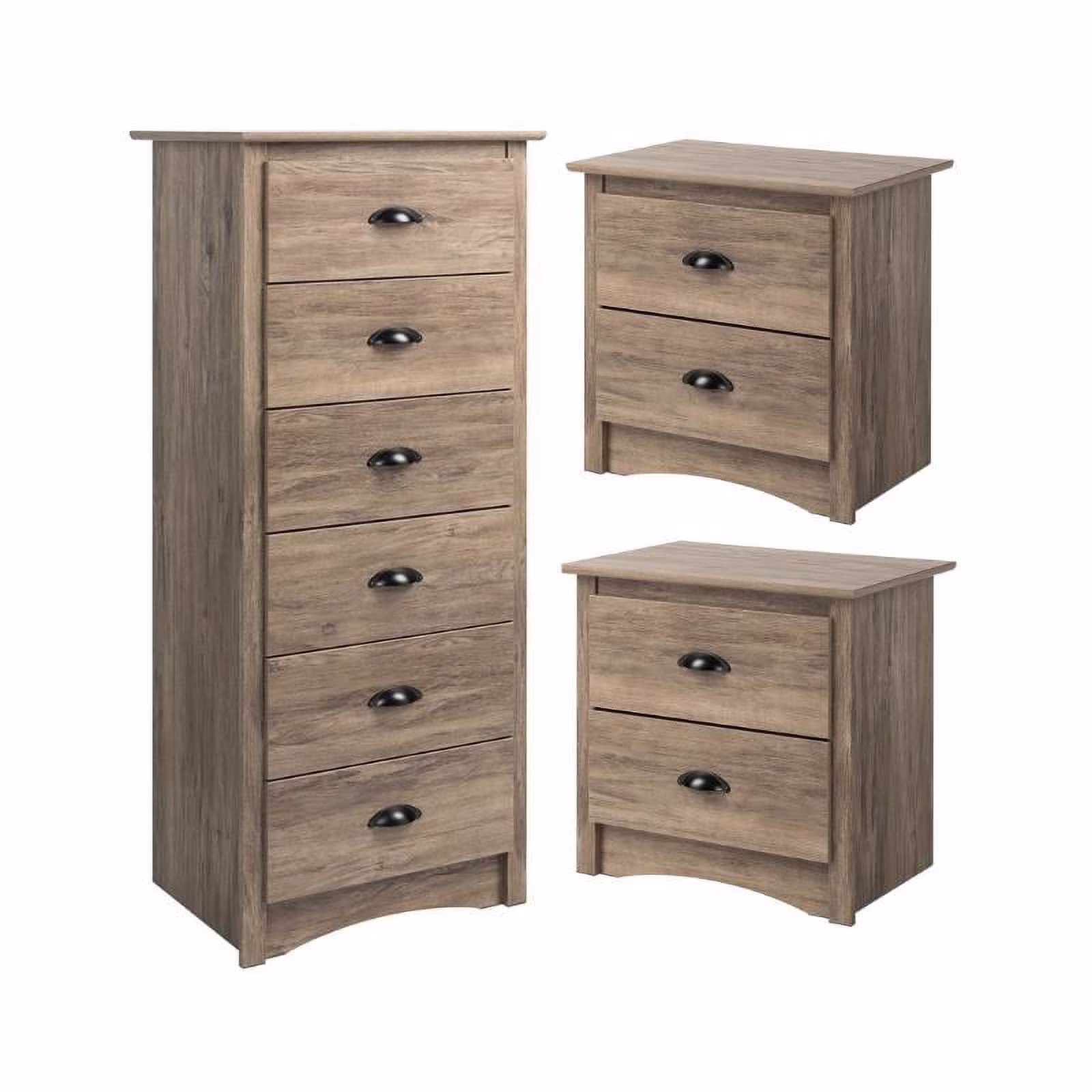 Home Square 3-Piece Set with 2 2-Drawer Nightstands and 6-Drawer Chest