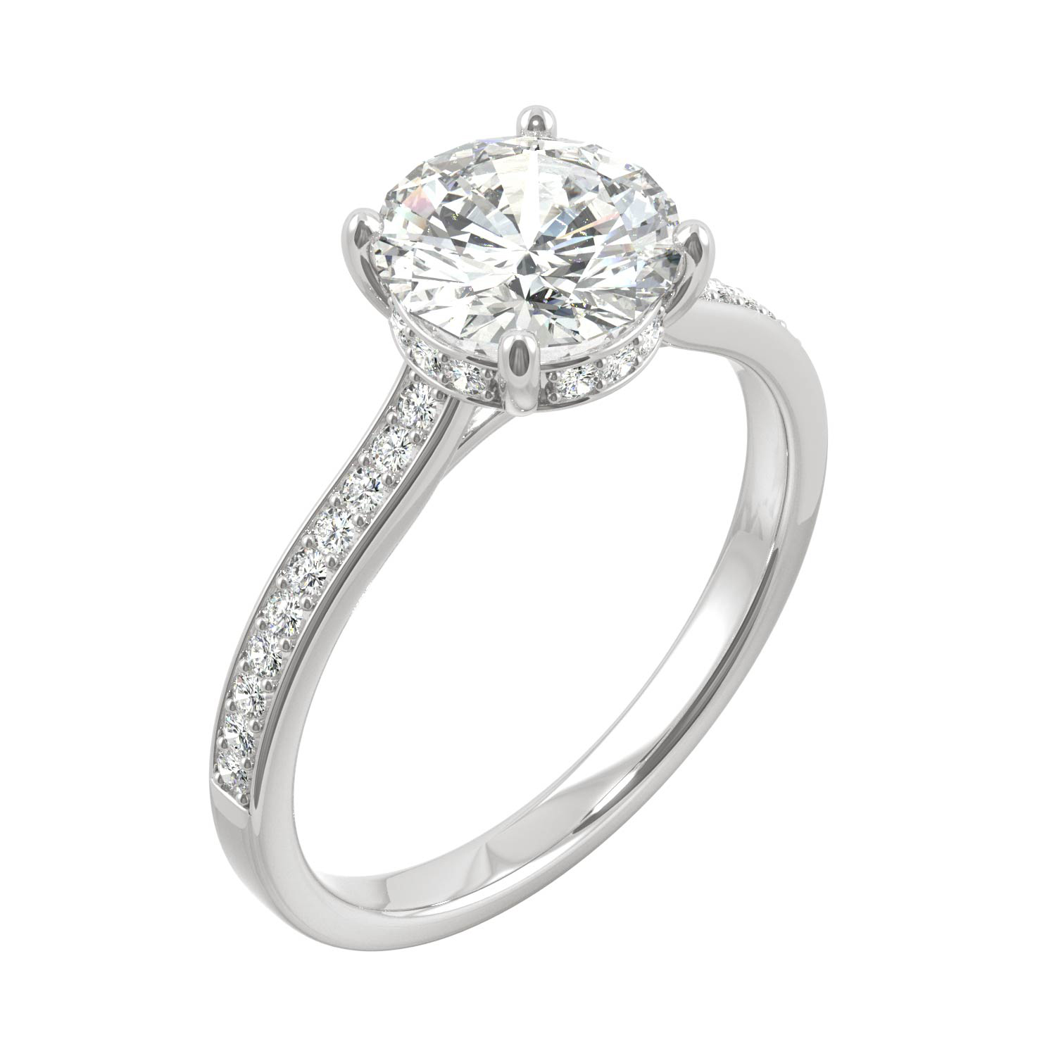 Charles & Colvard 14K White Gold Moissanite 7.5mm Round Engagement Ring-Size 5, 1.74cttw DEW
