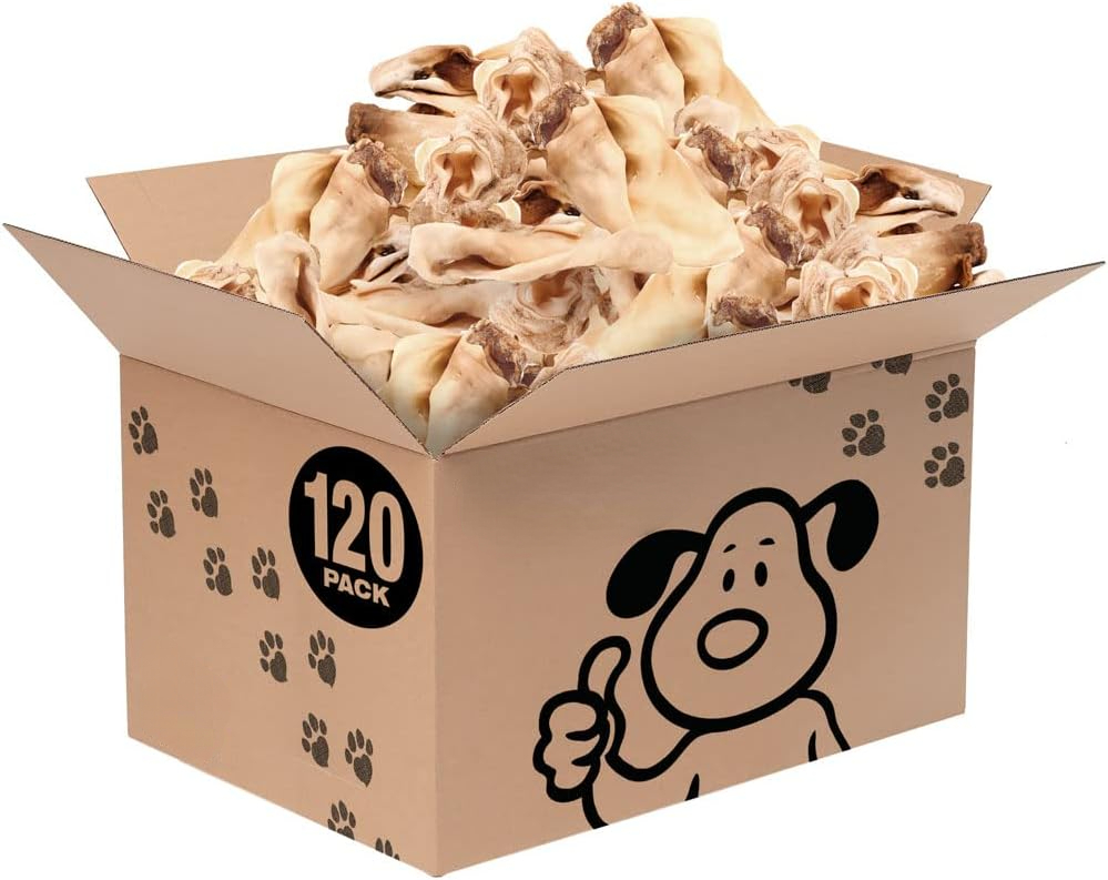 Cow Ears, Varied Sizes/Shapes, 120 Count Bulk Pack - All Natural Dog Treats, 100% Angus Beef, Single Ingredient Rawhide Alternative, Fully Digestible, Cleans Teeth & Gums