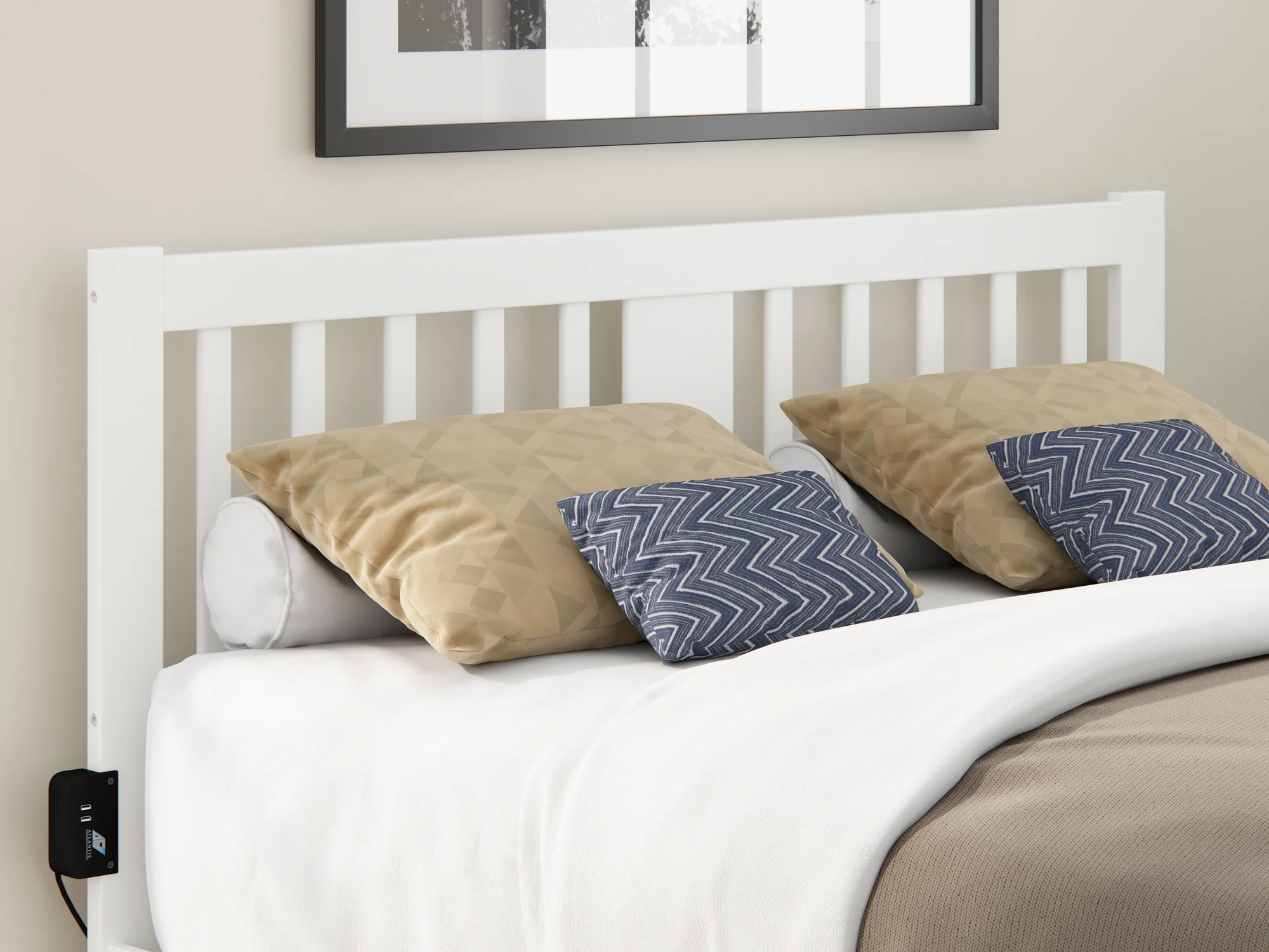 Tahoe Classic Wood Eco-Friendly Metal Headboard, Queen, White