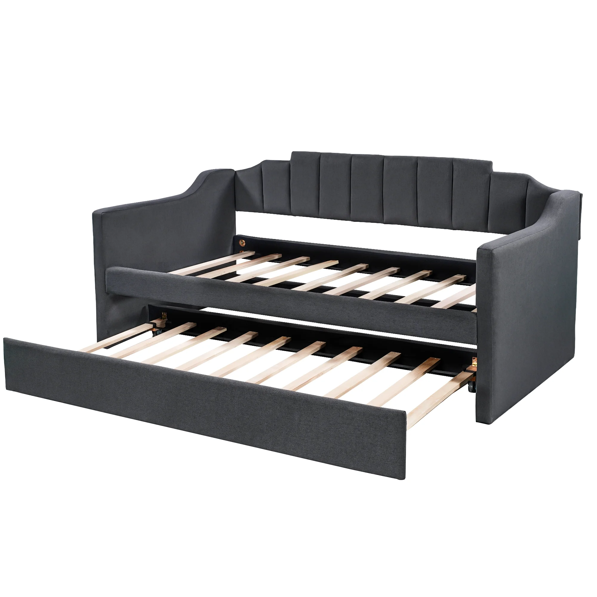 Leadzm Upholstered Twin Daybed with Trundle,Black