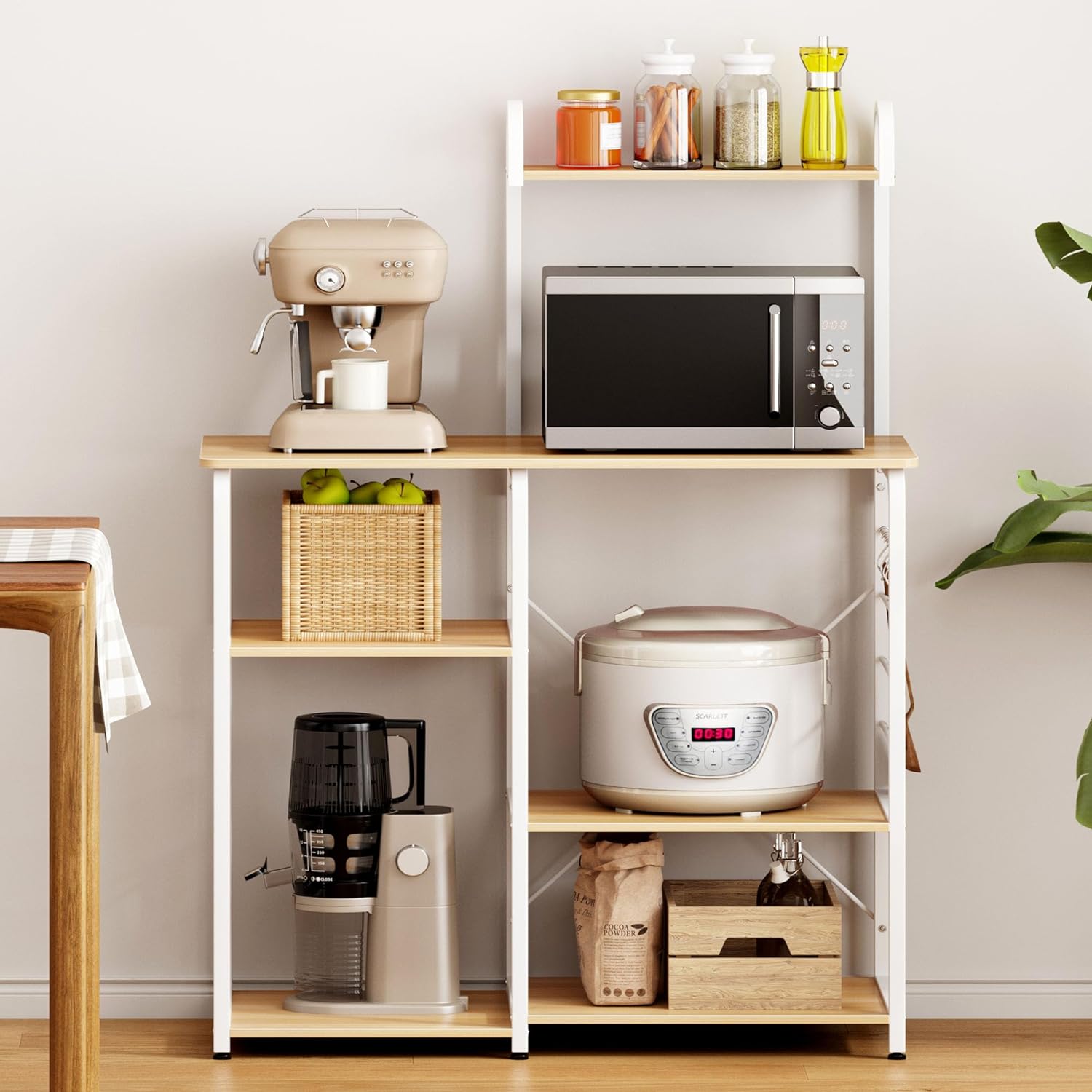 RUO Microwave Cart Coffee Station, Kitchen Bakers Rack, Utility Microwave Oven Stand Storage Cart, Workstation Shelf, Rustic Brown 172-FG