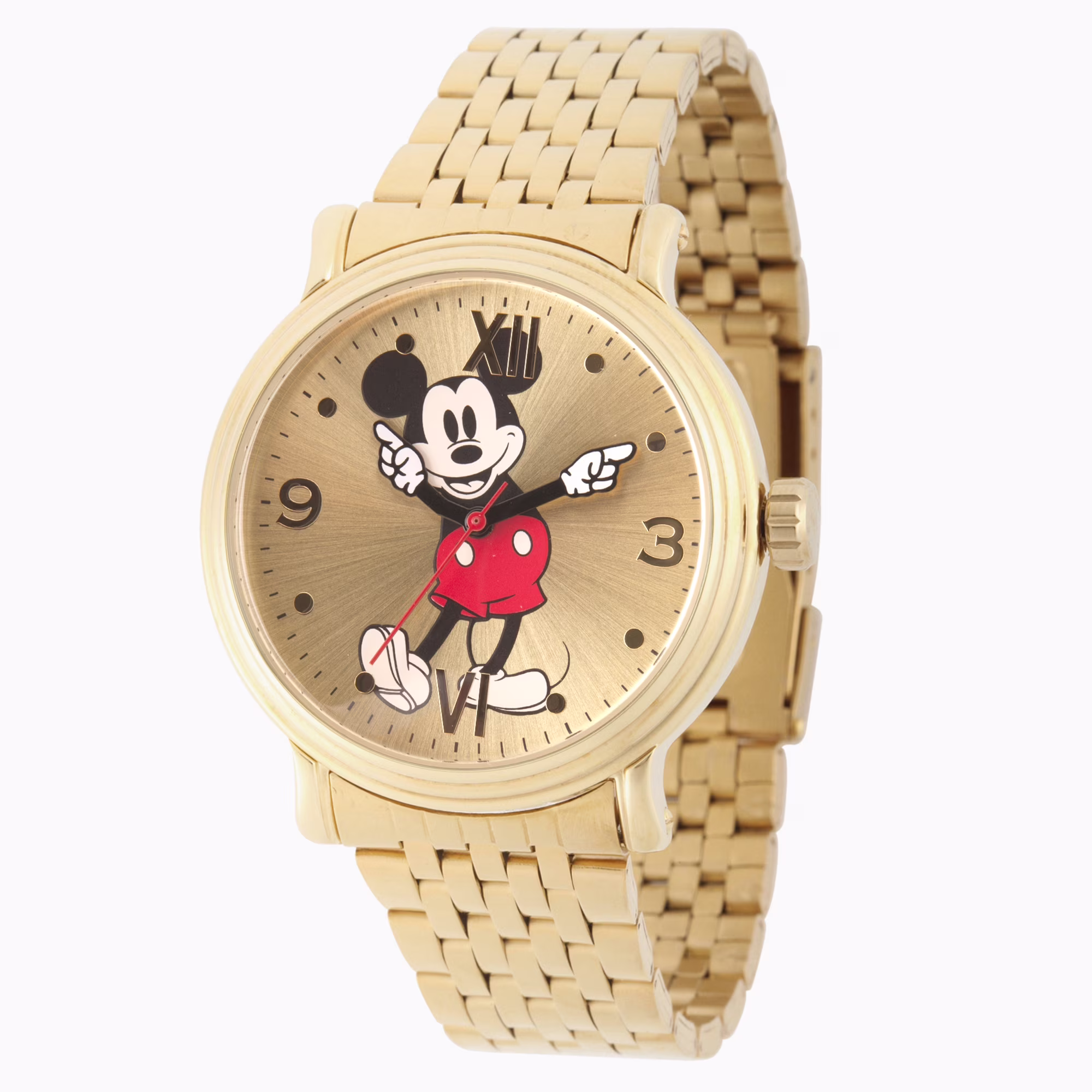 Disney Mickey Mouse Men's Gold Vintage Alloy Watch, 1-Pack