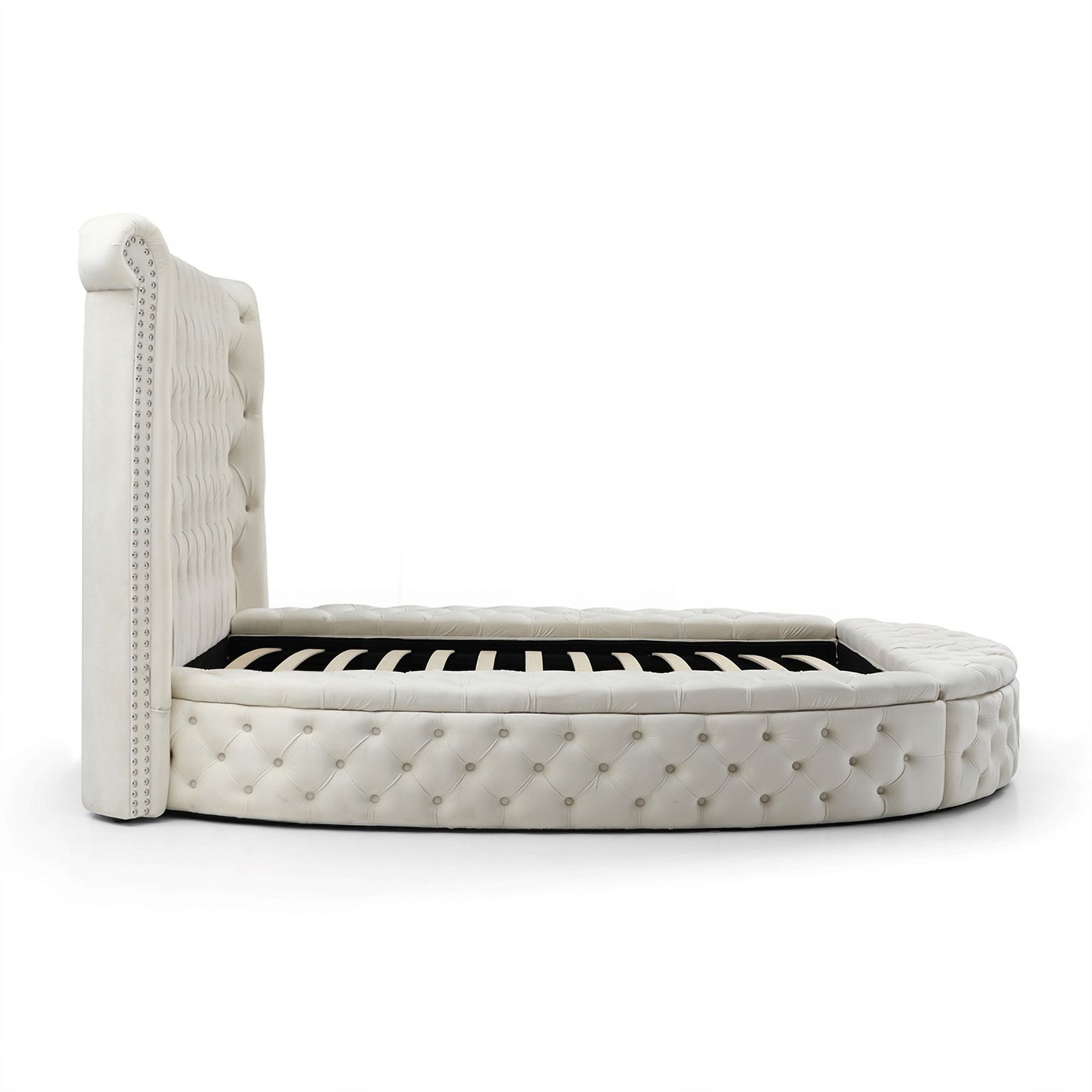 Home Square 2-Piece Set with Upholstered King Bed & 5 Drawer Chest in Cream