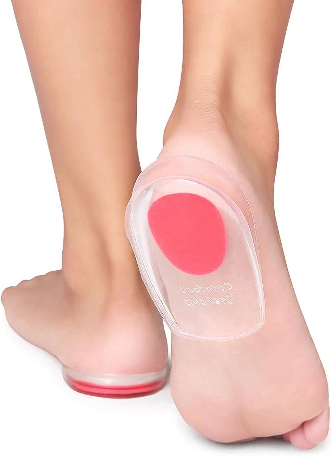 2 Pack - KidSole Shock Absorbing Lightweight Gel Heel Cups for Kid's with Sensitive Heels, Heel Spurs, Plantar Fasciitis, or Ankle Pain (Pink) (Red) (Pink Kids Size 2-6) (Pink Kids Size 2-6)
