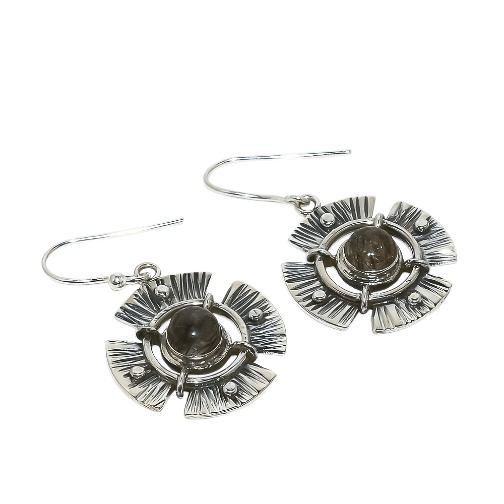 Sri Lankan Salt Paper Rutilated Quartz 925 Silver Earring 1.38