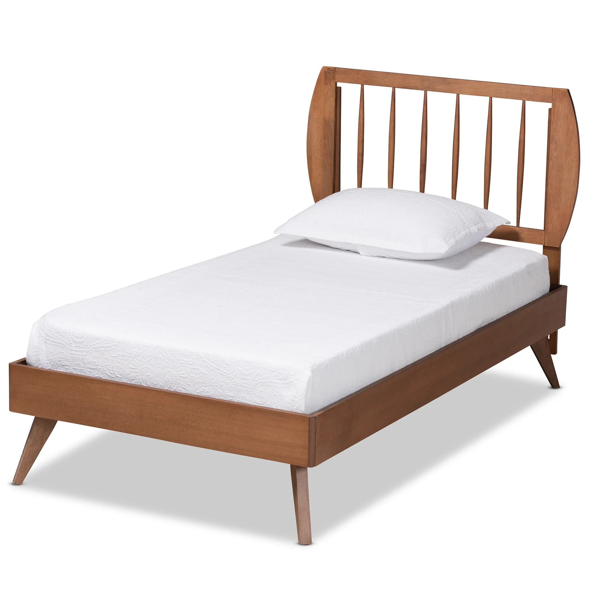 Baxton Studio Emiko Contemporary/Modern Engineered Wood Platform Bed, Twin, Walnut Brown