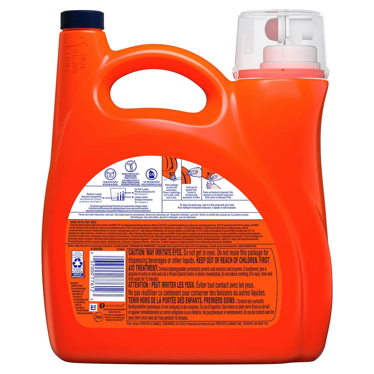 Tide Advanced Power Liquid Laundry Detergent Oxi, Original, 81 loads, 150 fl oz