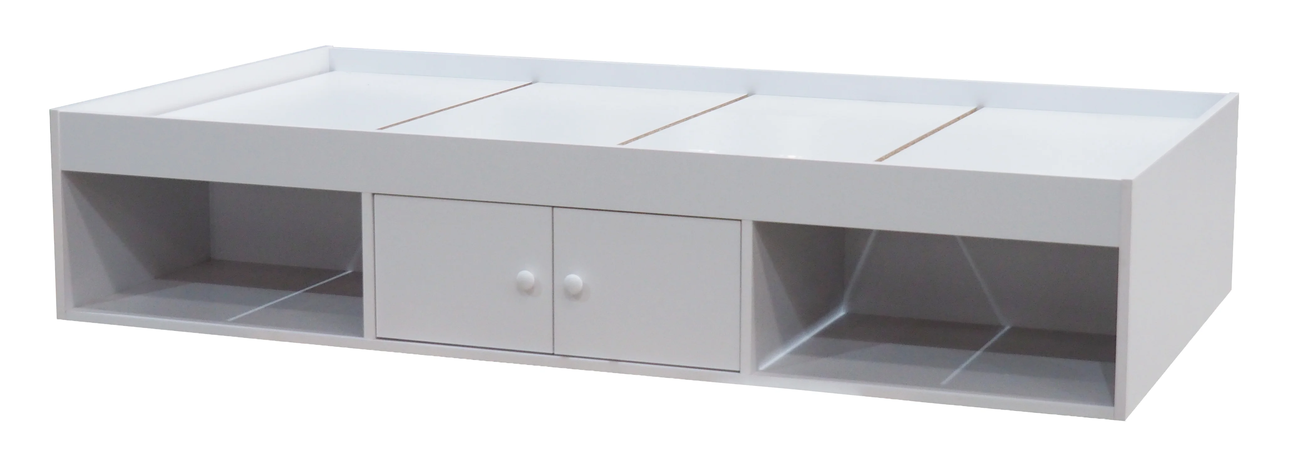 Tiara Twin Size Storage Platform Bed, White Wood Finish