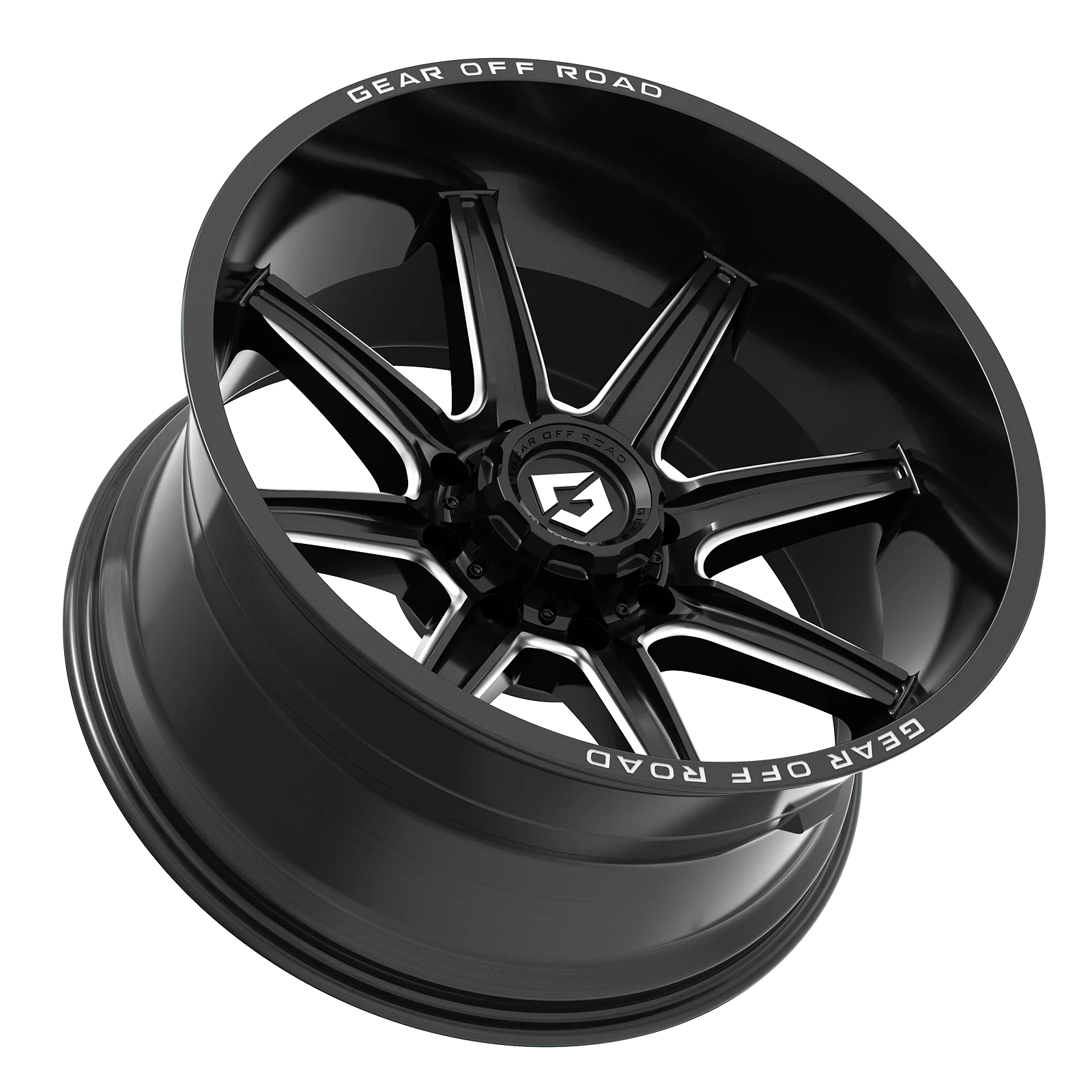Gear Off Road 765BM 765BM-2108919 20X10 8X180 (-19) G/A 765BM (HB 124.3) Gloss Black with Milled Accents & Lip Logo A260834