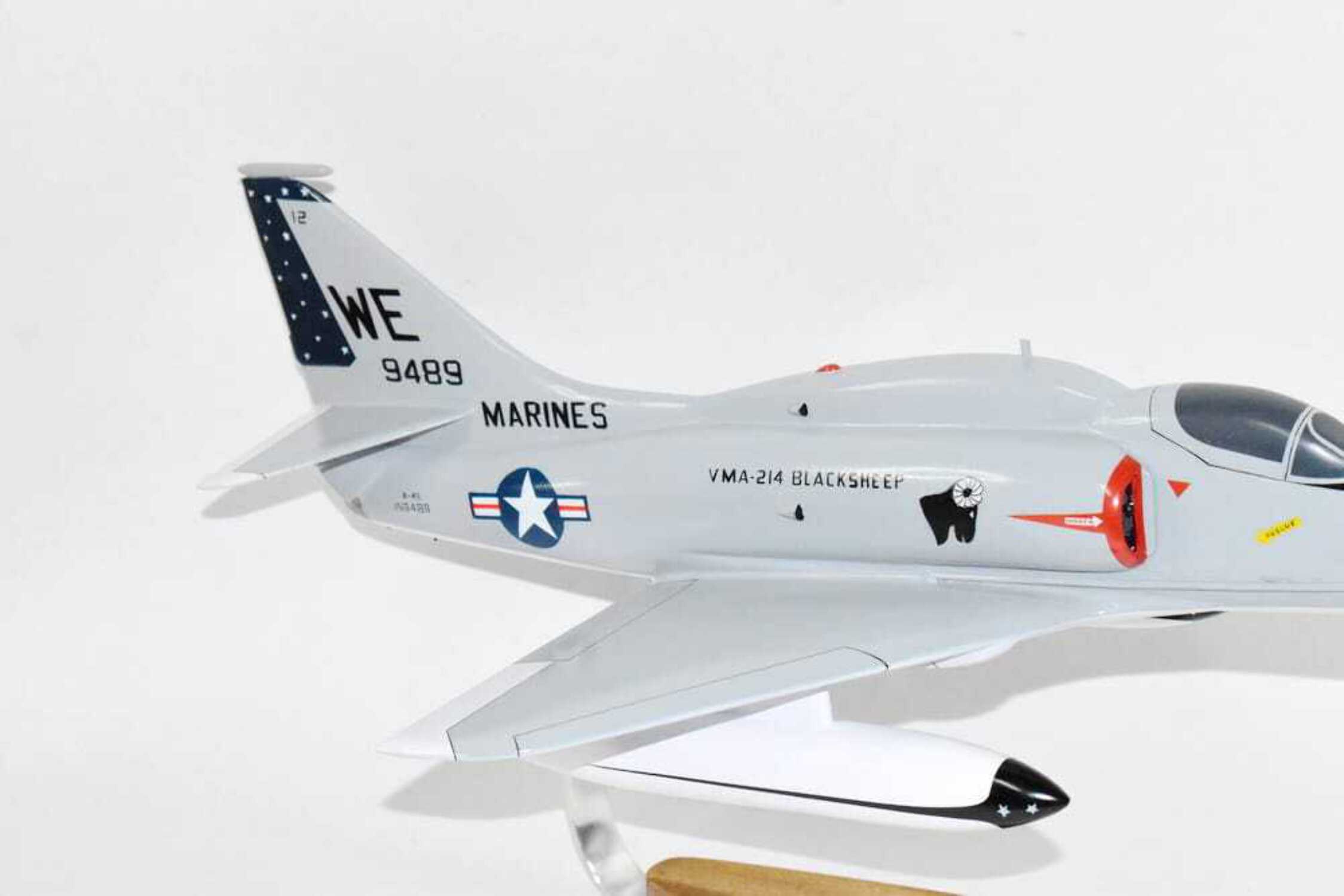 VMA-214 Black Sheep A-4M Model, 1/27th Scale, Mahogany, Marines