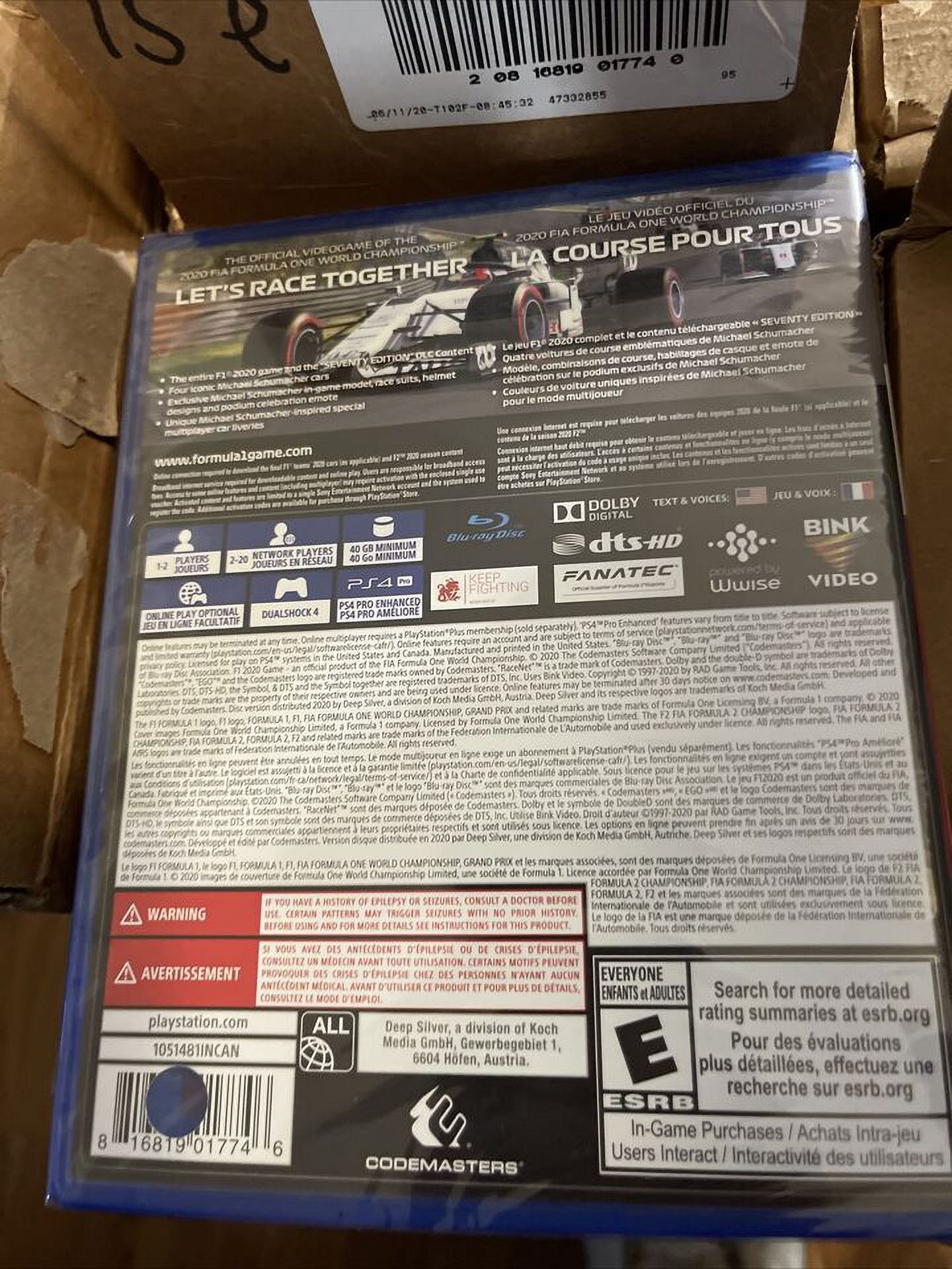 BRAND NEW/SEALED. RACING F1 2020 Deluxe Schumacher - PS4.