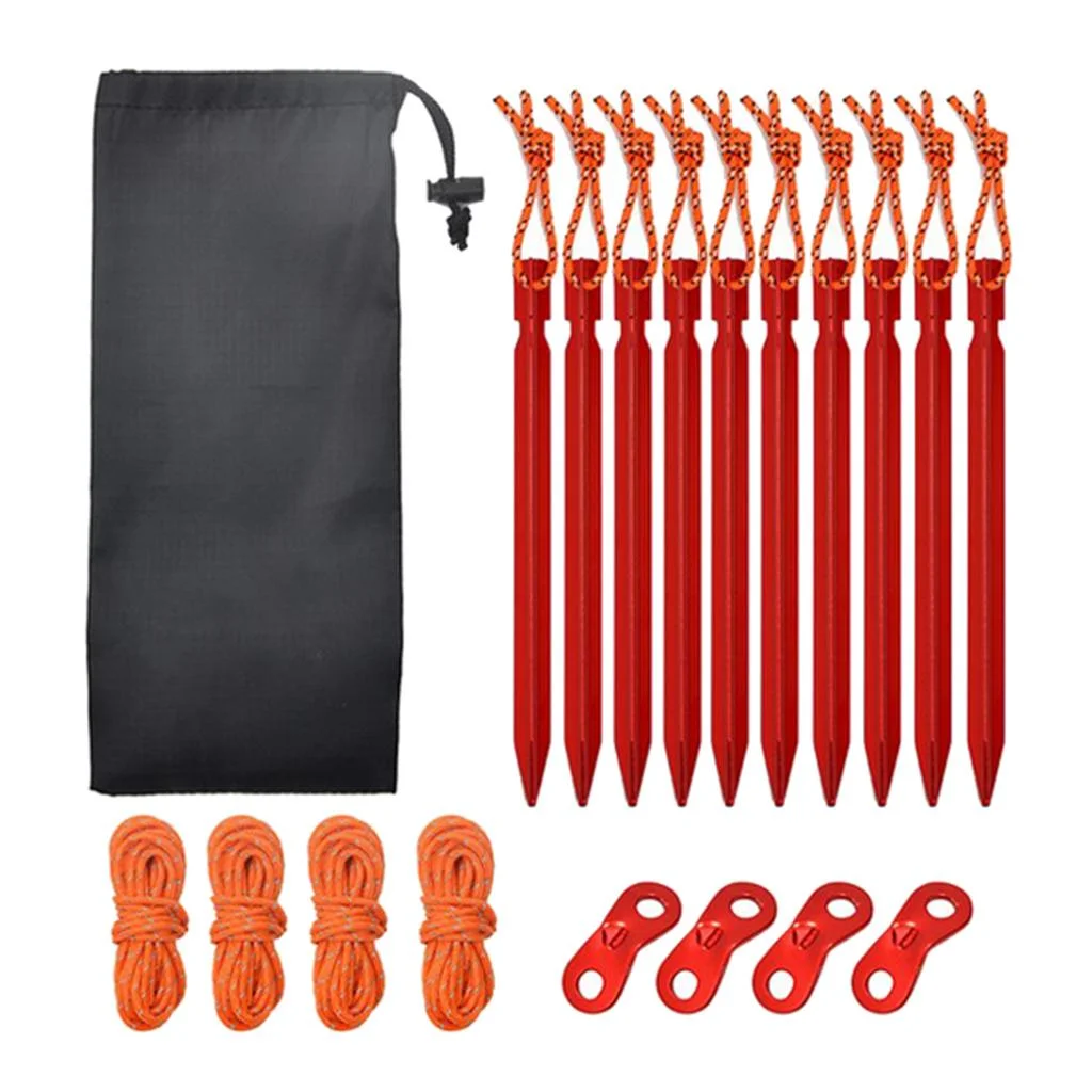 Aluminum Alloy Tent Peg Stakes Nail Outdoor Camping Canopy Awning , Red