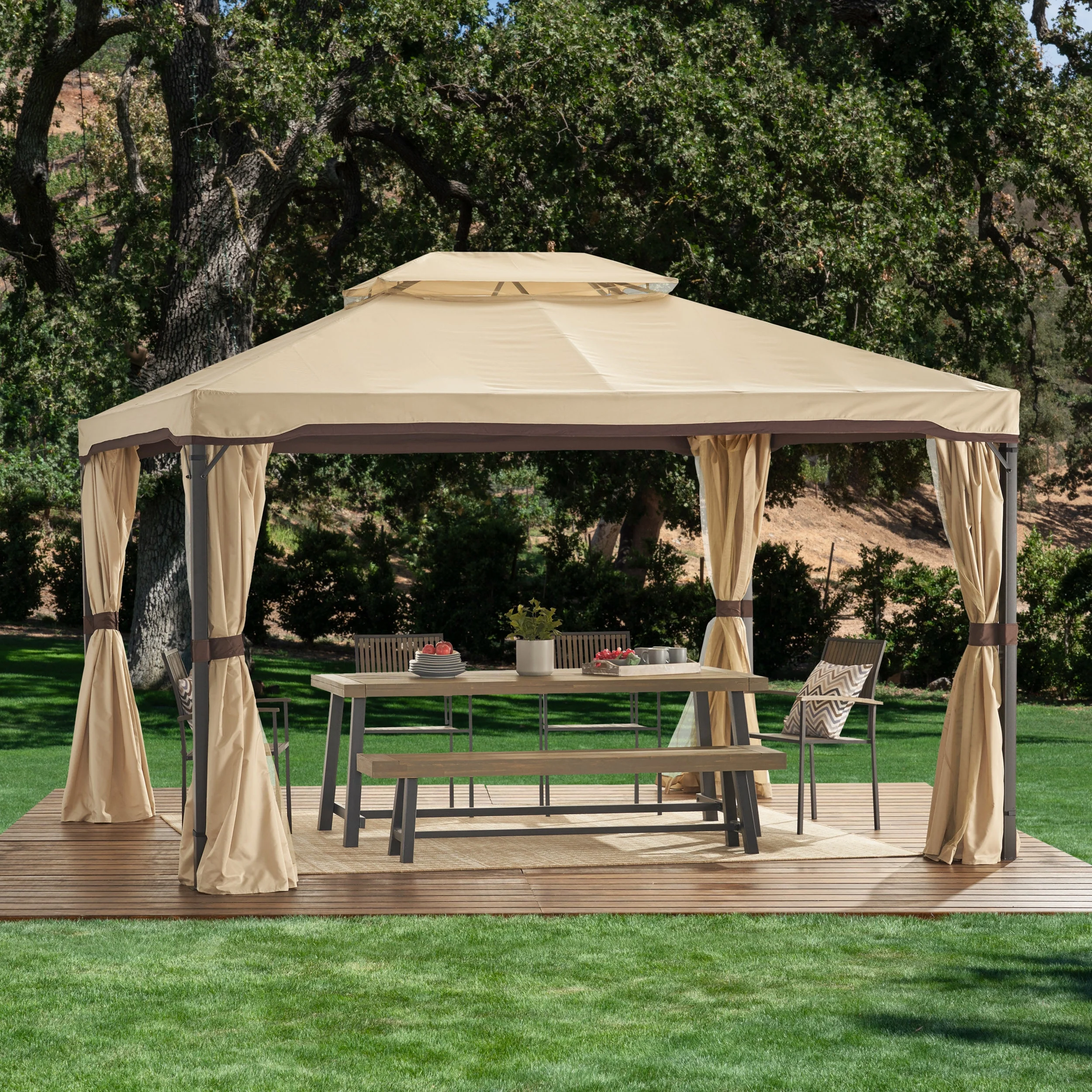 Thorsen 10' x 12' Outdoor Gazebo with Water Resistant Canopy, Beige