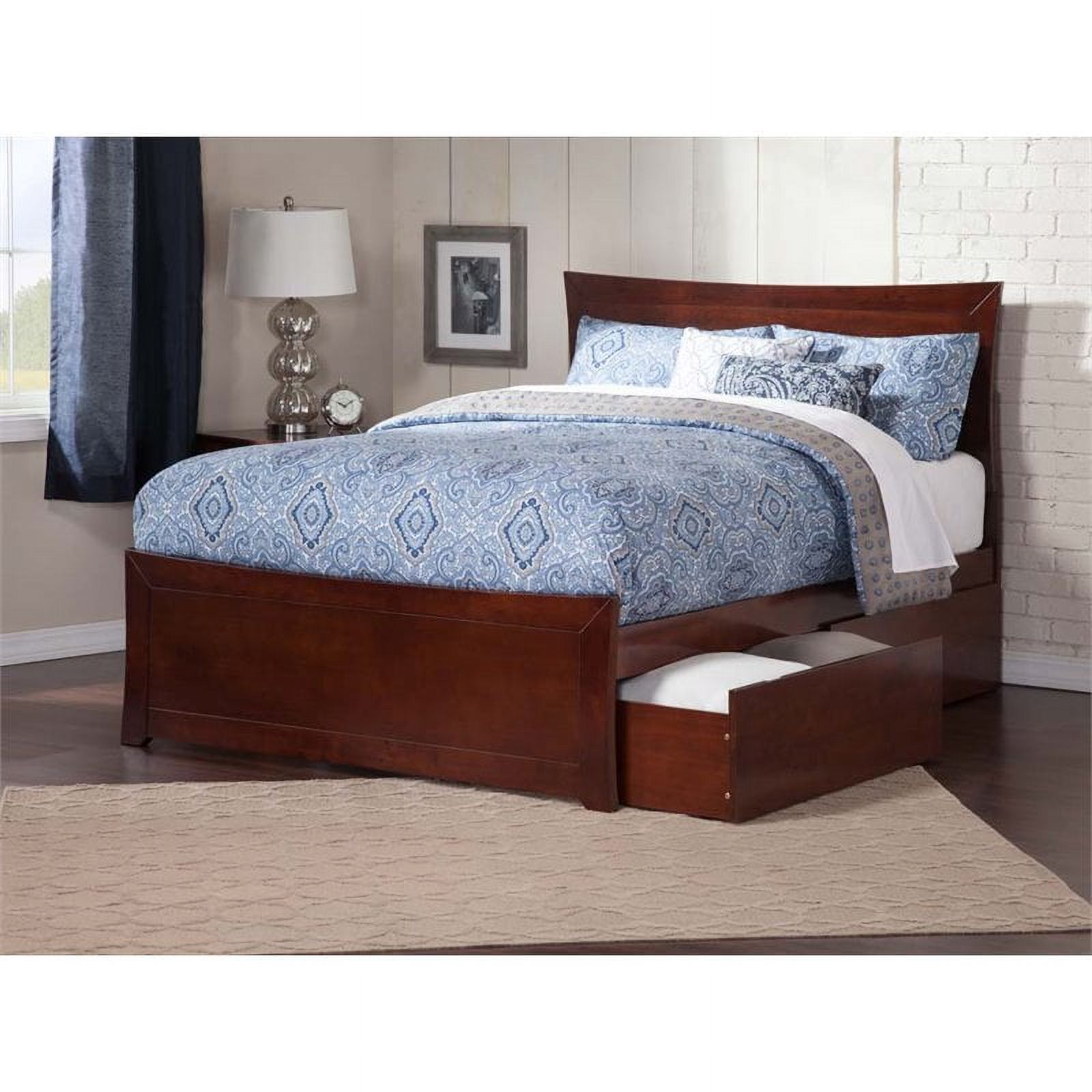 Leo & Lacey Urban Queen Storage Platform Bed in Walnut
