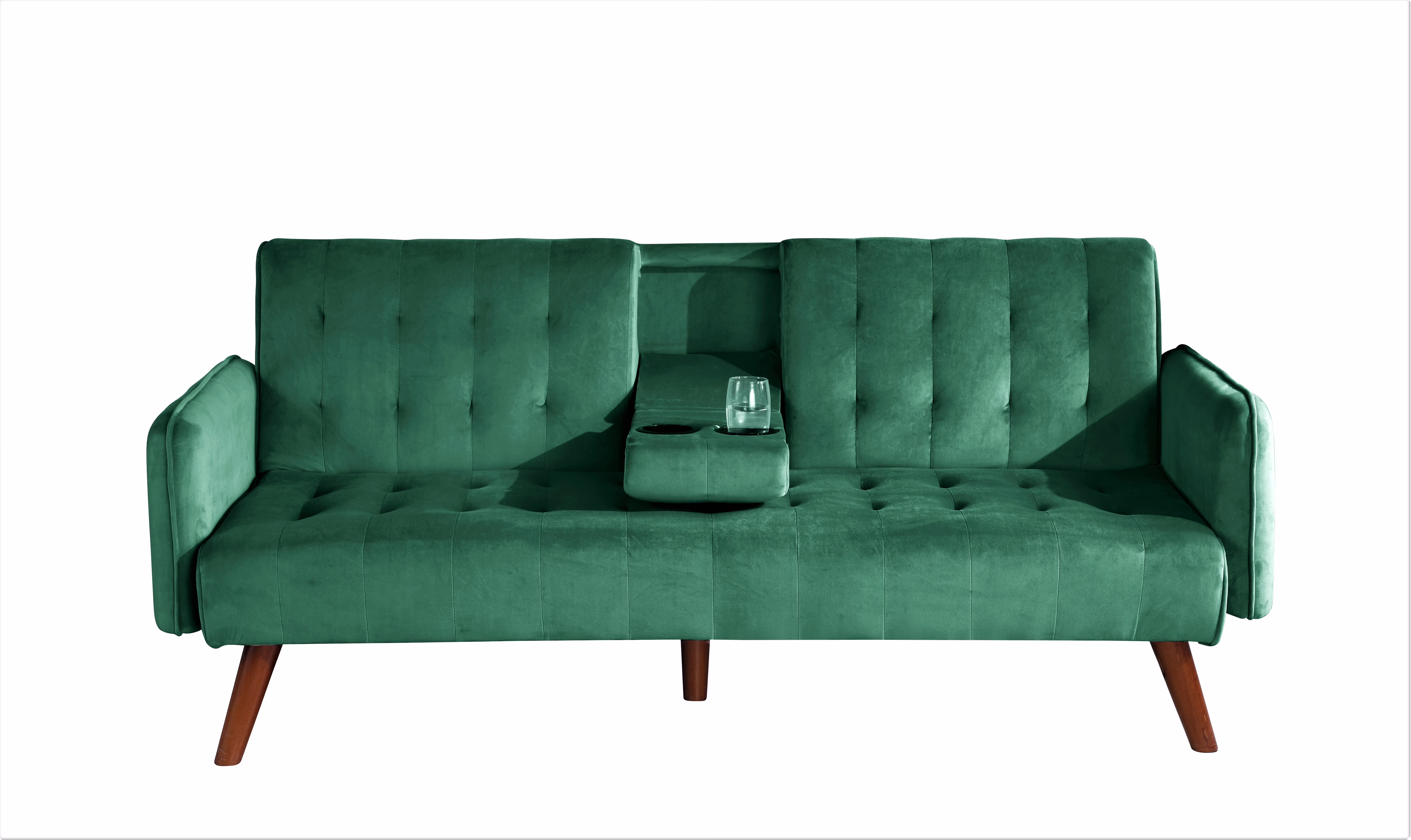 Uspridefurniture Beniamino 78'' Velvet Square Arm Sleeper, Green