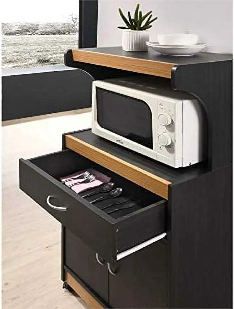 Microwave Kitchen Cart In Black Beech