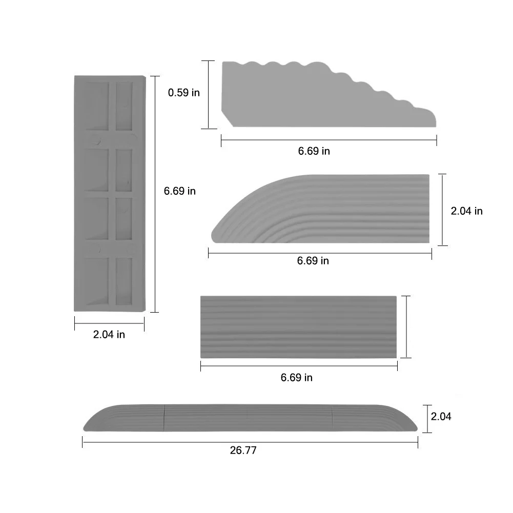 4 Piece Household Threshold Bars Step Ramp Mat Door Sill Scuff Plate Slope Strip Auxiliary Compatible with irobot Xiaomi Roborock Narwal Ecovacs Sweeping Robotic Vacuum Cleaner - Grey