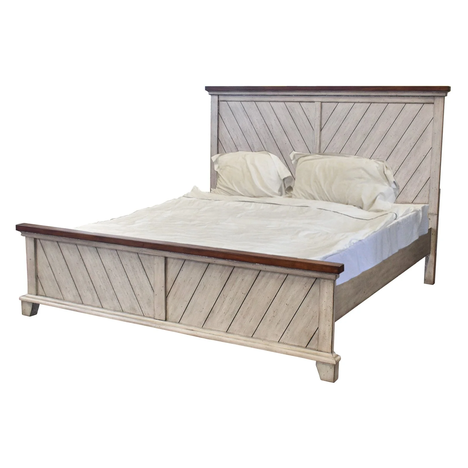 Bear Creek Rustic Ivory Queen Panel Bed