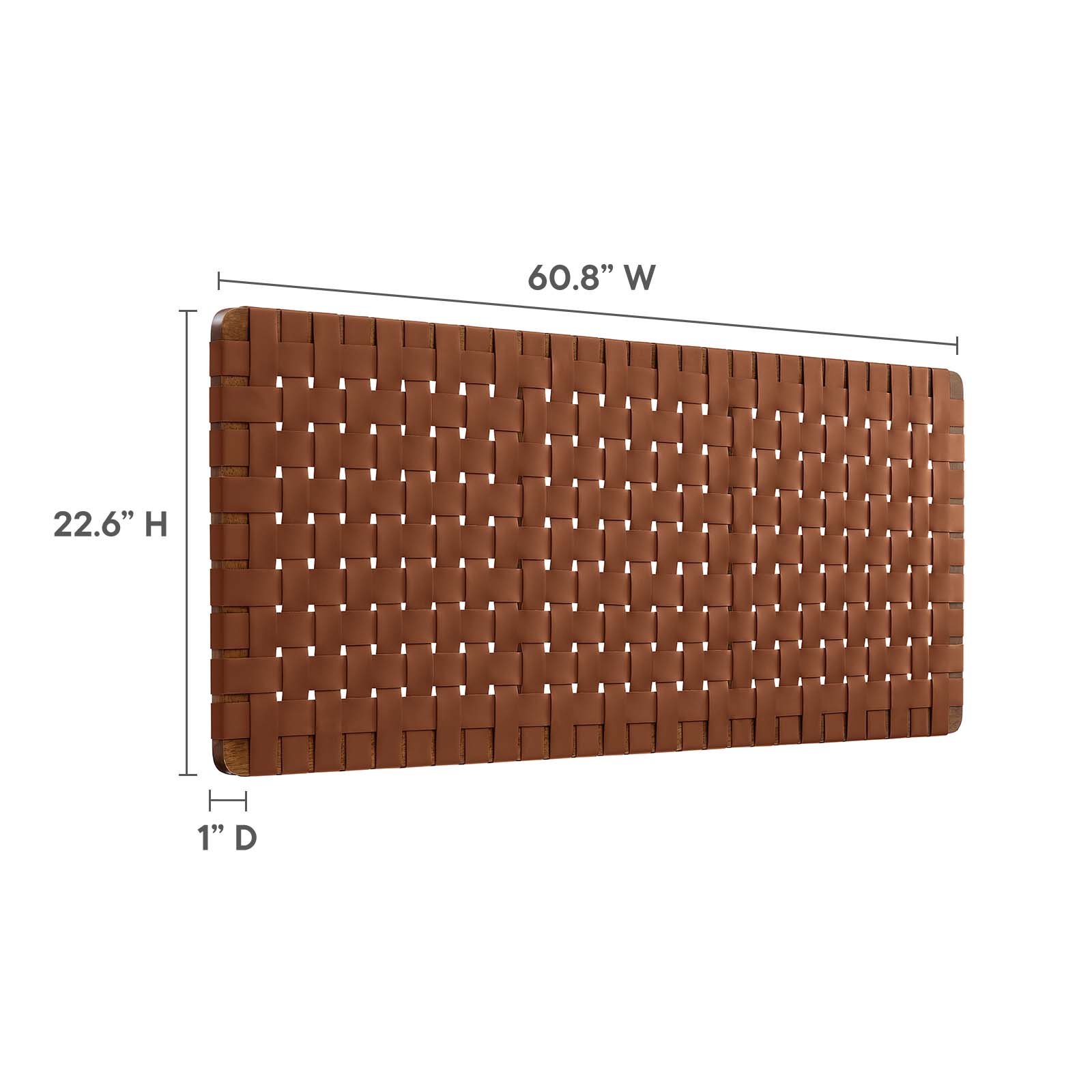 Modway Sparta Weave Wall-Mount Queen Vegan Leather Headboard in Walnut Brown