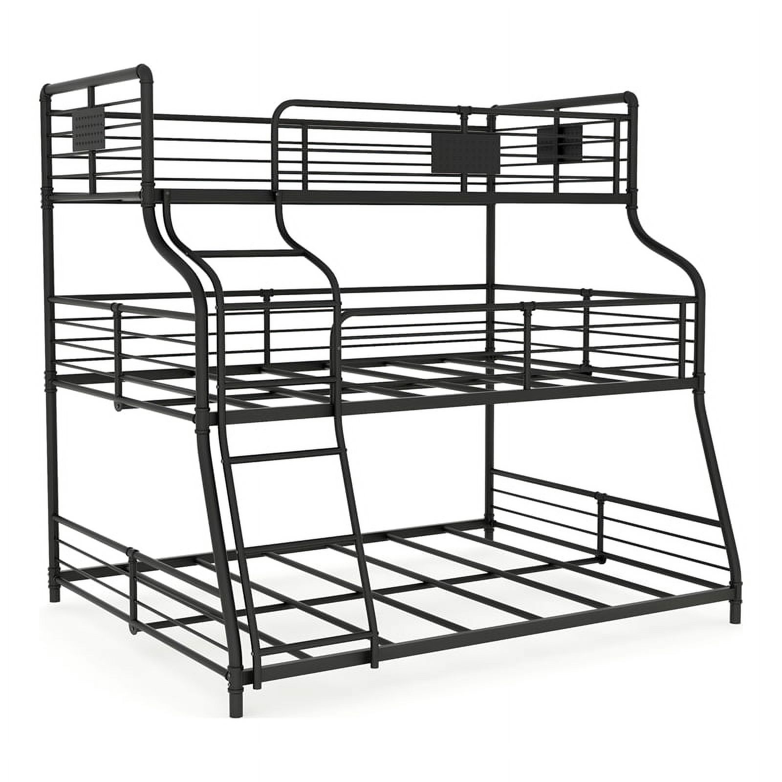 Pemberly Row Modern Metal Twin/Full/Queen Triple Bunk Bed in Black