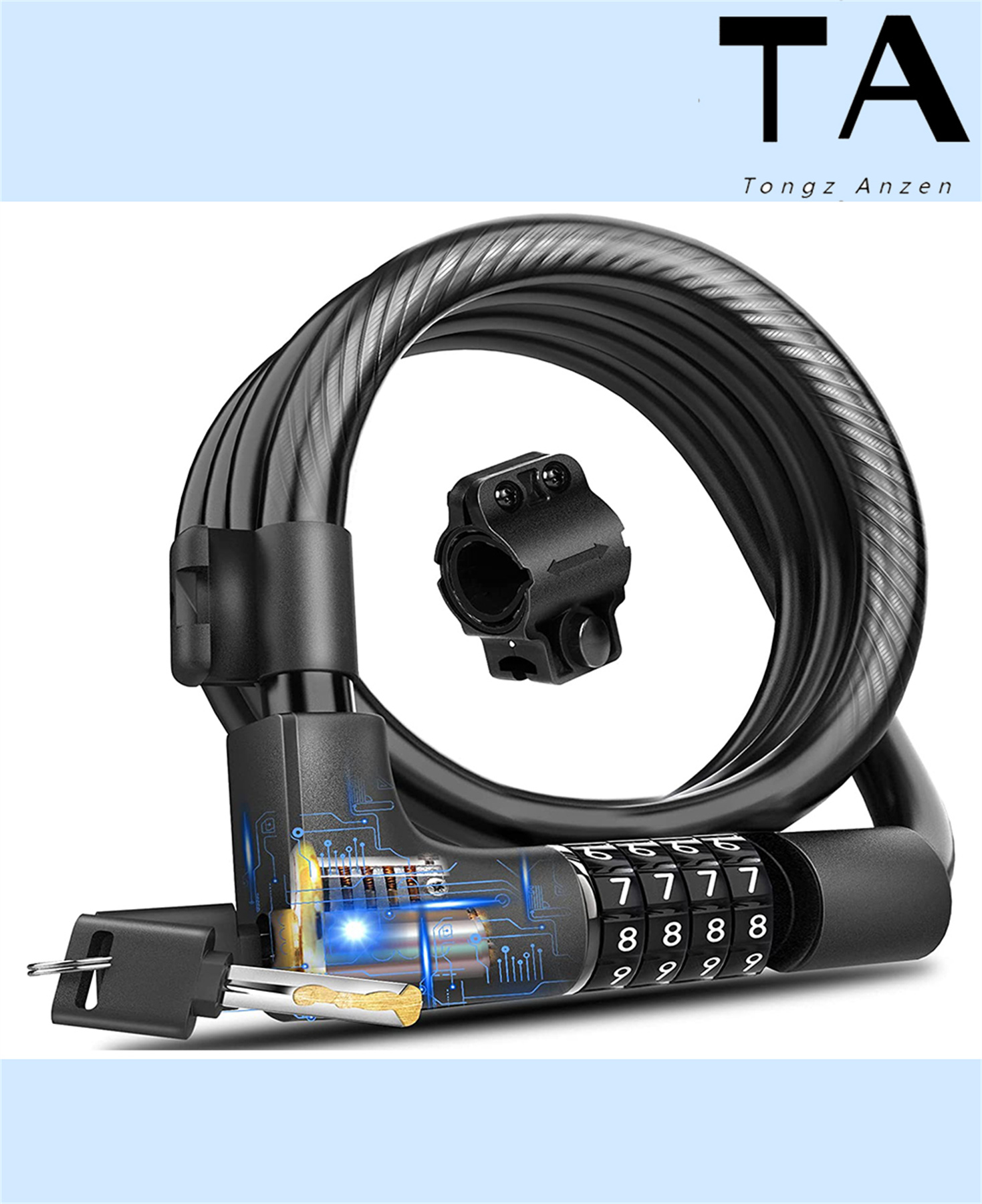 Bike Lock Cable with Combination & Key