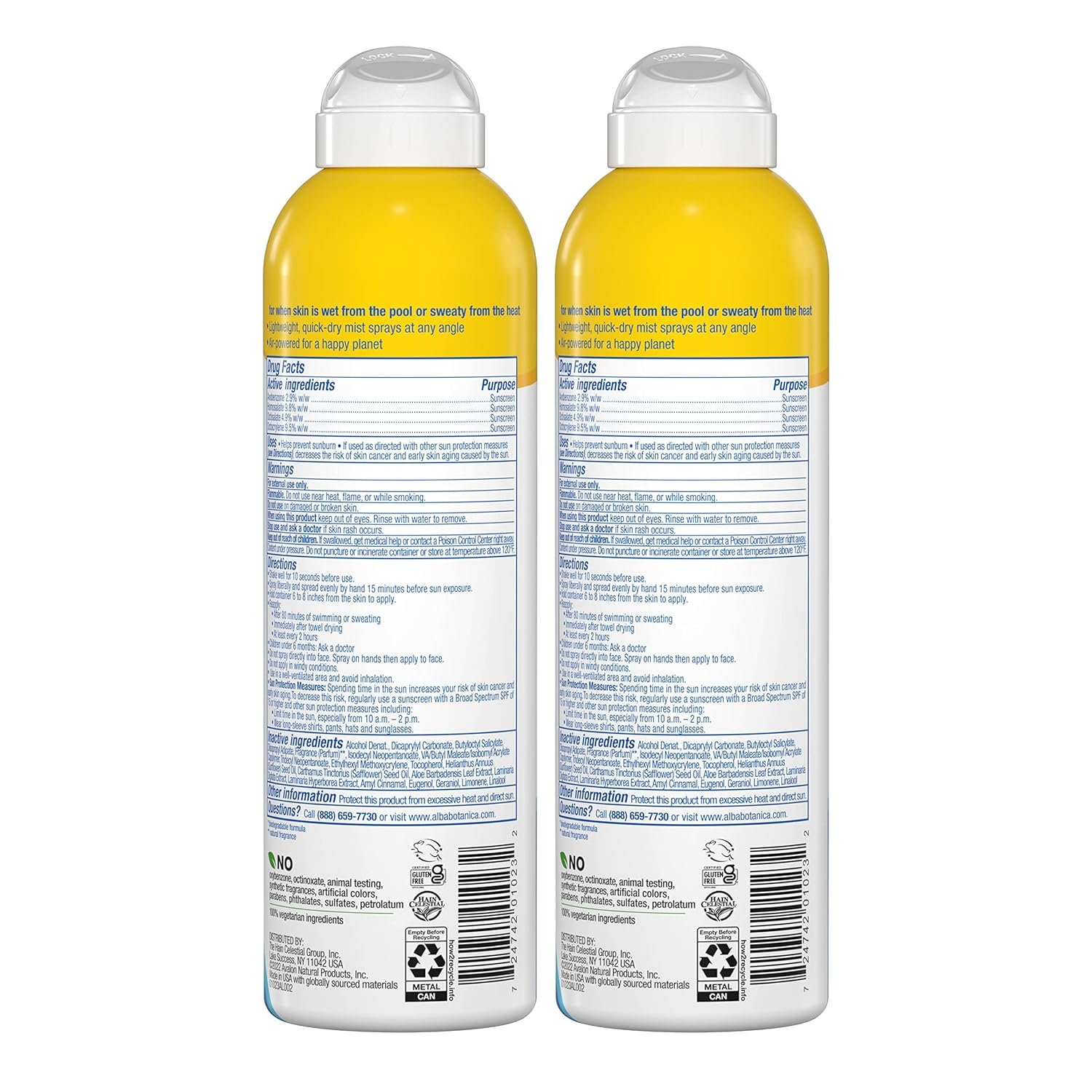 Alba Botanica Sunscreen for Face and Body, While Wet Sunscreen Spray, Broad Spectrum SPF 30, Water Resistant Sunscreen for Wet and Dry Skin, 5 fl. oz. Bottle Pack of 2