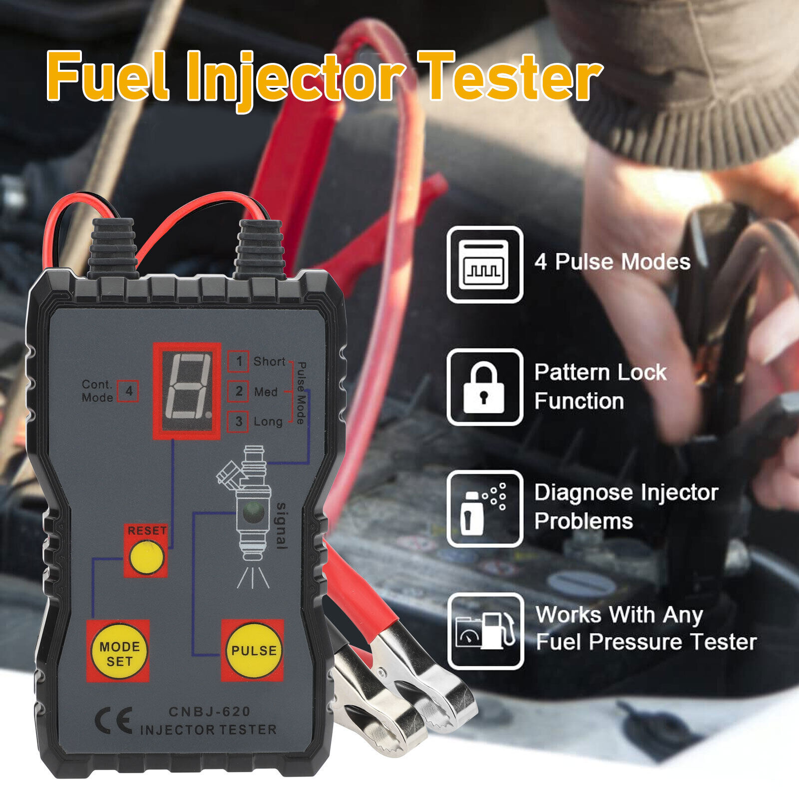 Car Fuel Injector Tester 4 Pulse Modes 12V Car Injector Cleaner Controller Tool