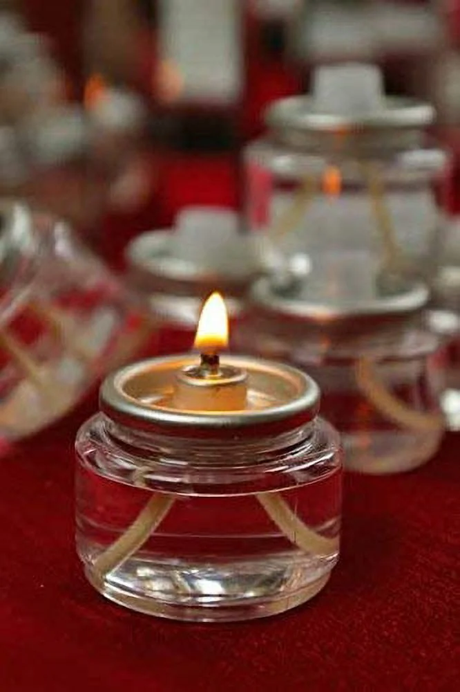 D'light Online HD8-180 Disposable Clear Paraffin Wax 8 Hour Tea Light Fuel Cell Oil Candle Cartridge - Set of 180