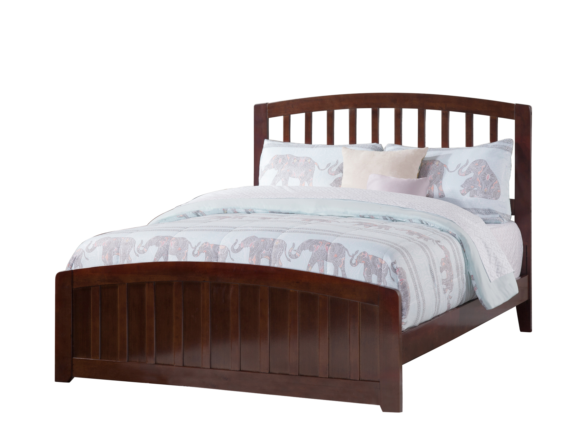 AFI Richmond Queen Wood Platform Bed with Slatted Headboard and Footboard, Walnut