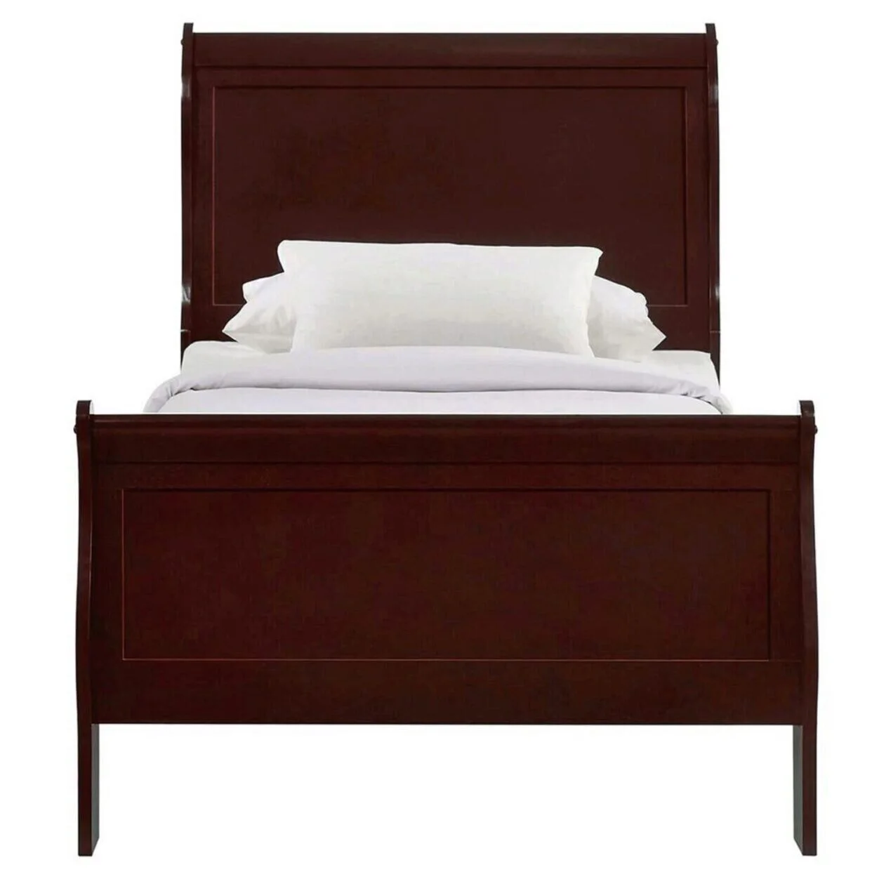 1pc Louis Philip Collection Twin Size Panel Bed Cherry Brown Finish Wooden Bedroom Furniture