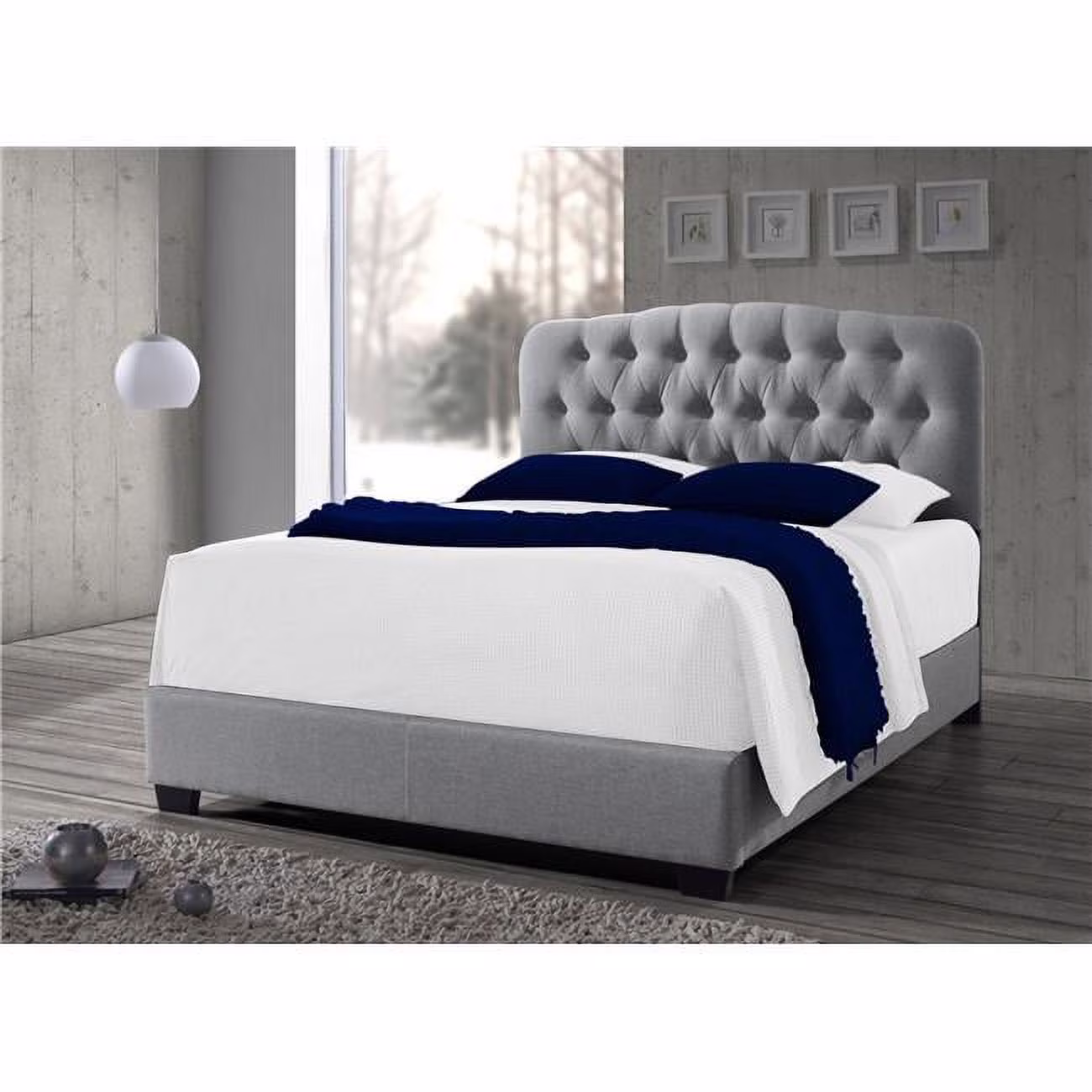 Cape Coral  Gray Velvet Upholstered  Bed- King