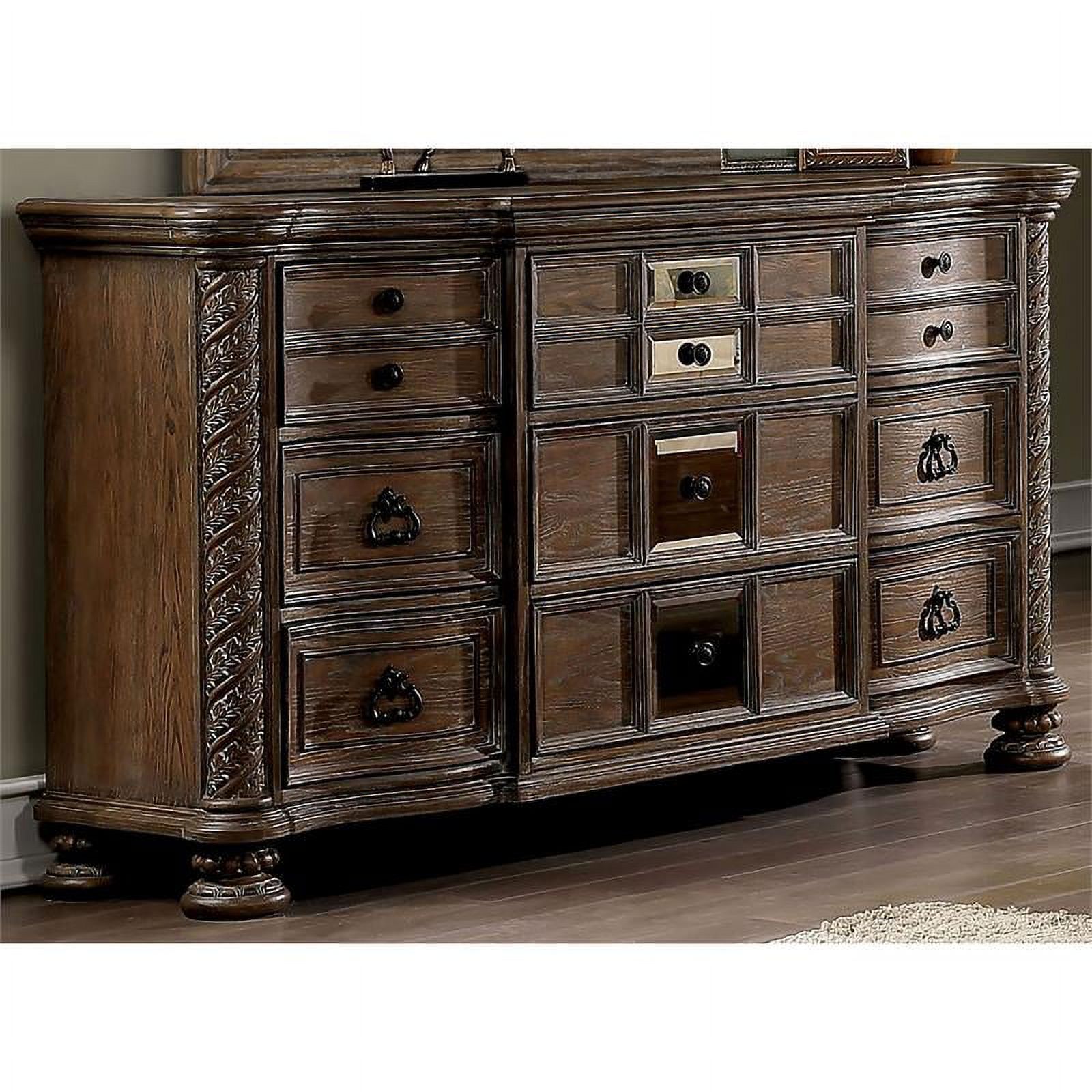 Furniture of America Racha Transitional Wood 9-Drawer Dresser in Natural Tone