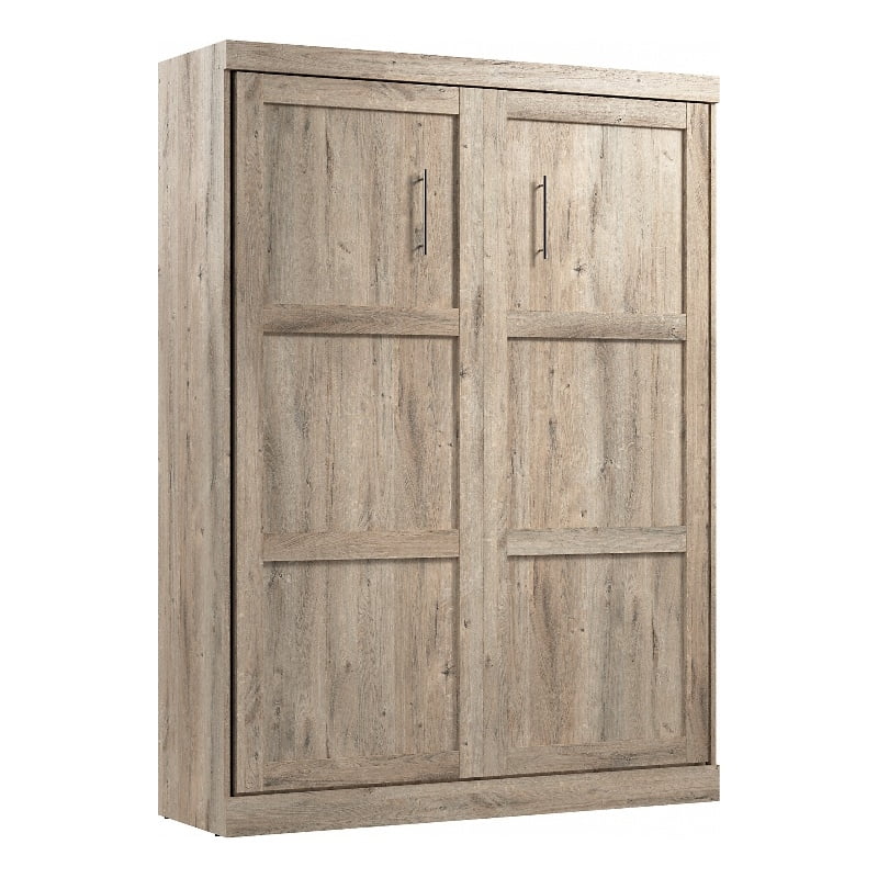 Bestar Pur 65W Queen Murphy Bed in rustic brown