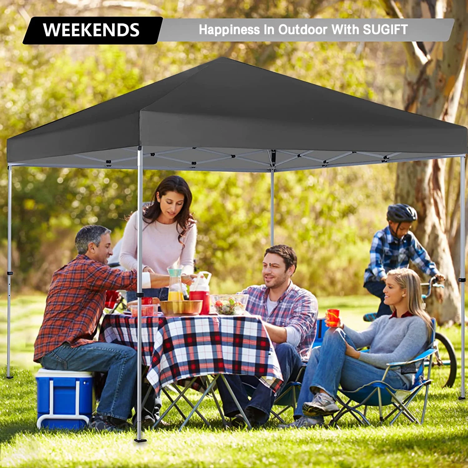 10'x10' Durable Pop-up Canopy Tent with 4 Weight Sandbags Black