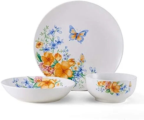 18pc Dinnerware Set Multi Color Floral Casual Round Porcelain 18 Piece Microwave Safe