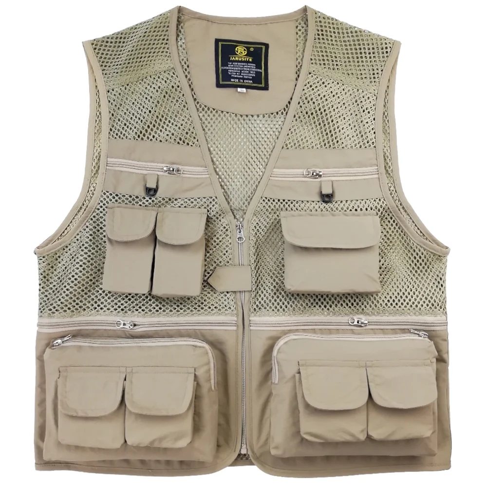 Carevas Breathable Fishing Travel Mesh Vest with Zipper Pockets Summer Work Vest for Outdoor Activities