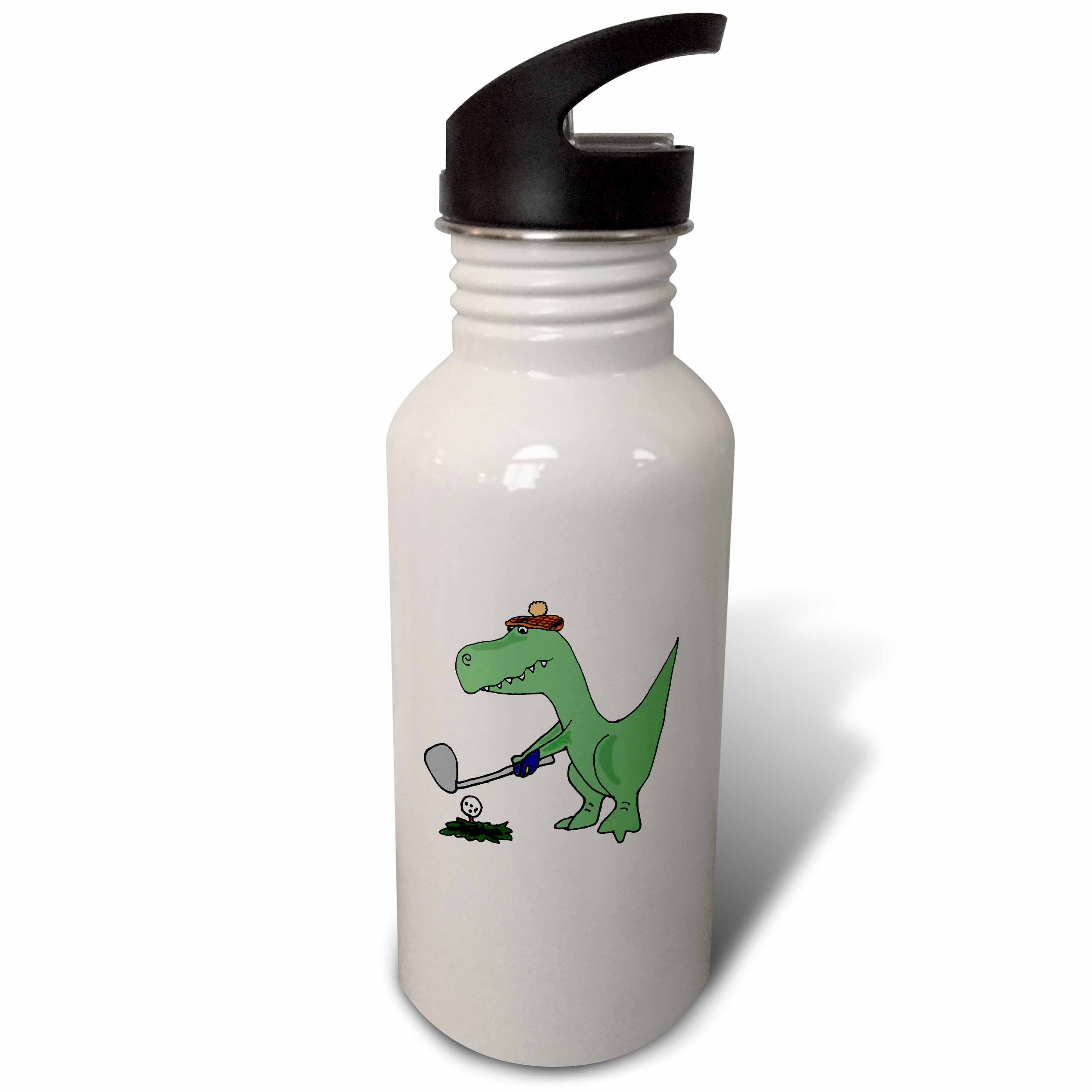 Funny Green Trex Dinosaur Playing Golf 21 oz Sports Water Bottle wb-203784-1