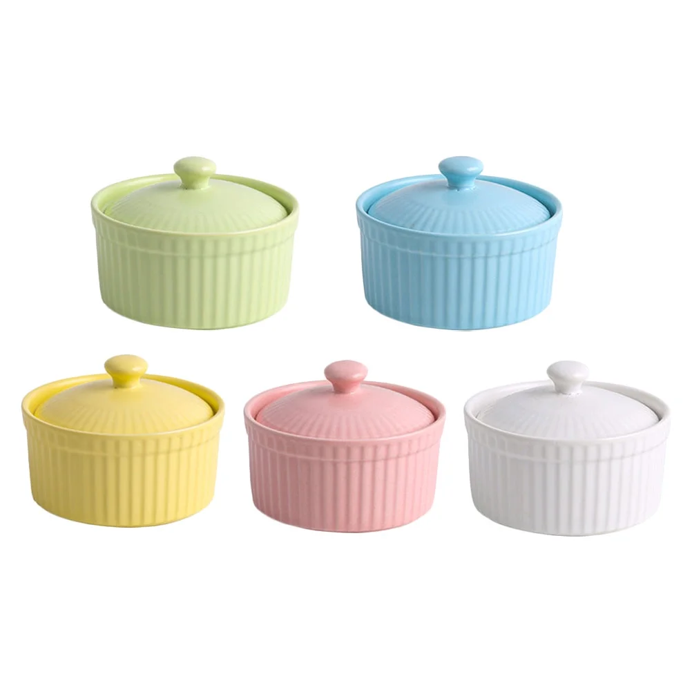 Bowls Ramekins Baking Porcelain Dishtrifle Cream Ice Dessert Soufflé Dishes Puddingcasserole Mini Lids Bowl