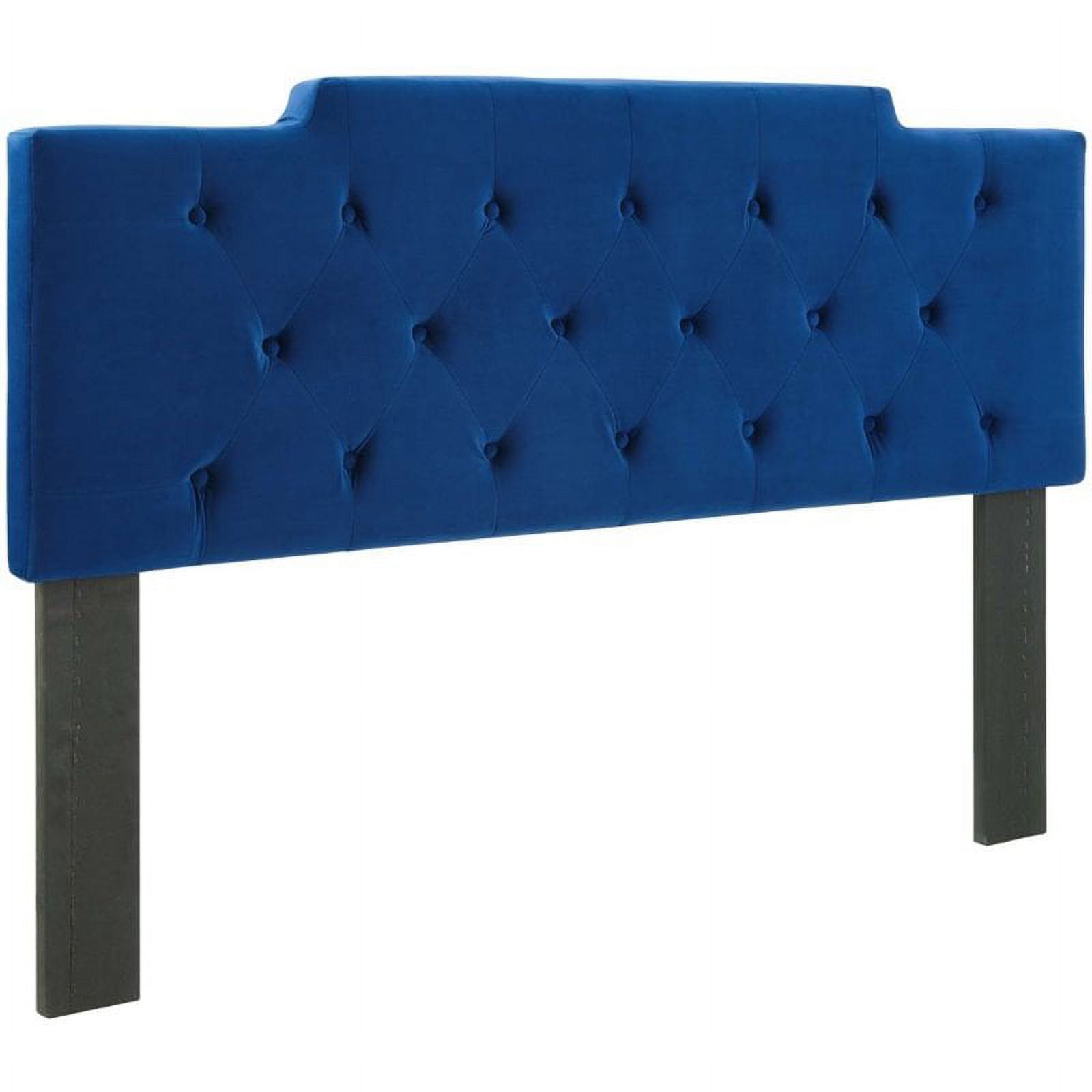 Pemberly Row Modern Velvet Tufted Twin Performance Headboard in Navy